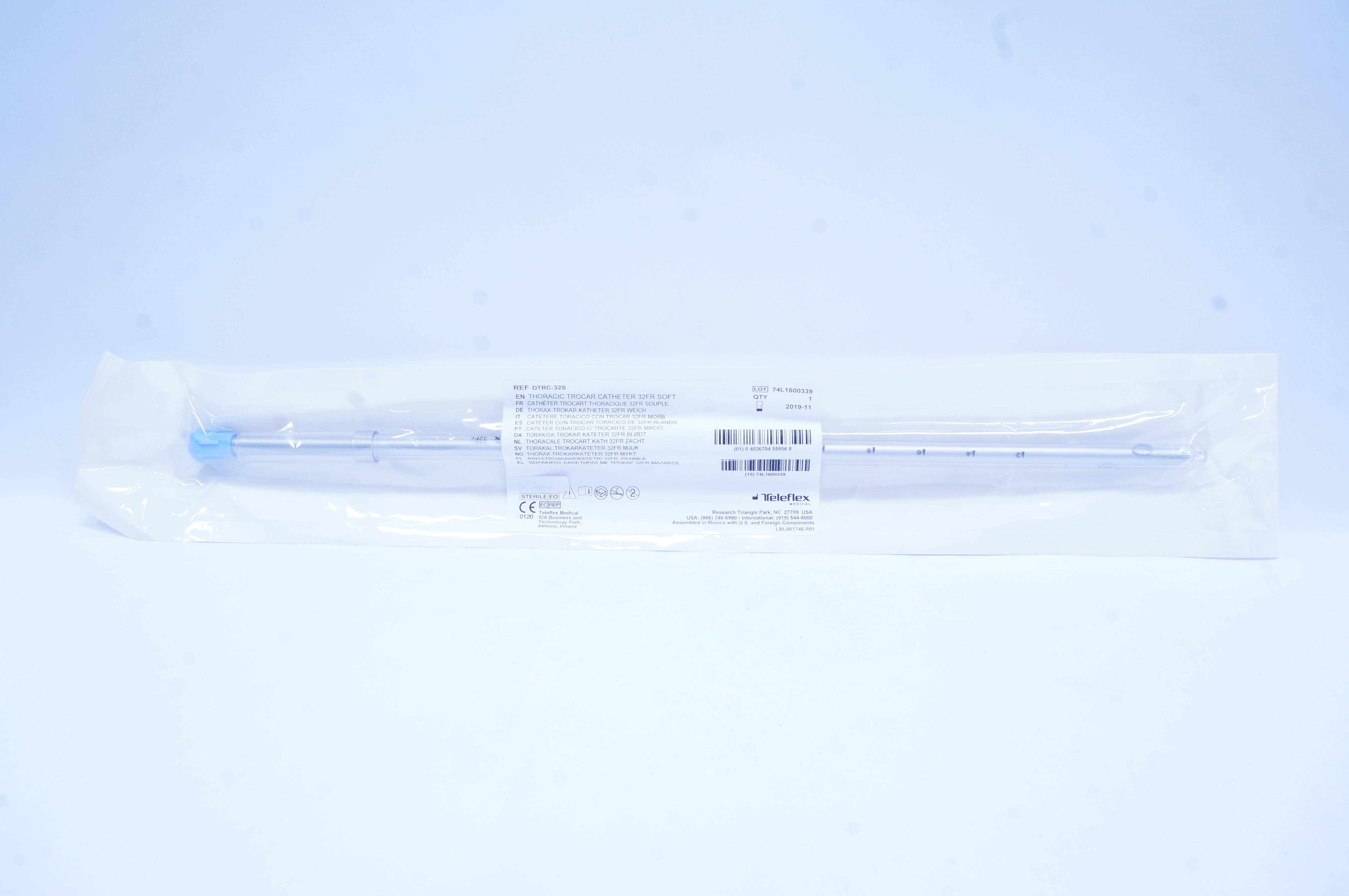Teleflex DTRC-32S Thoracic Trocar Cath. Soft 32Fr (x)