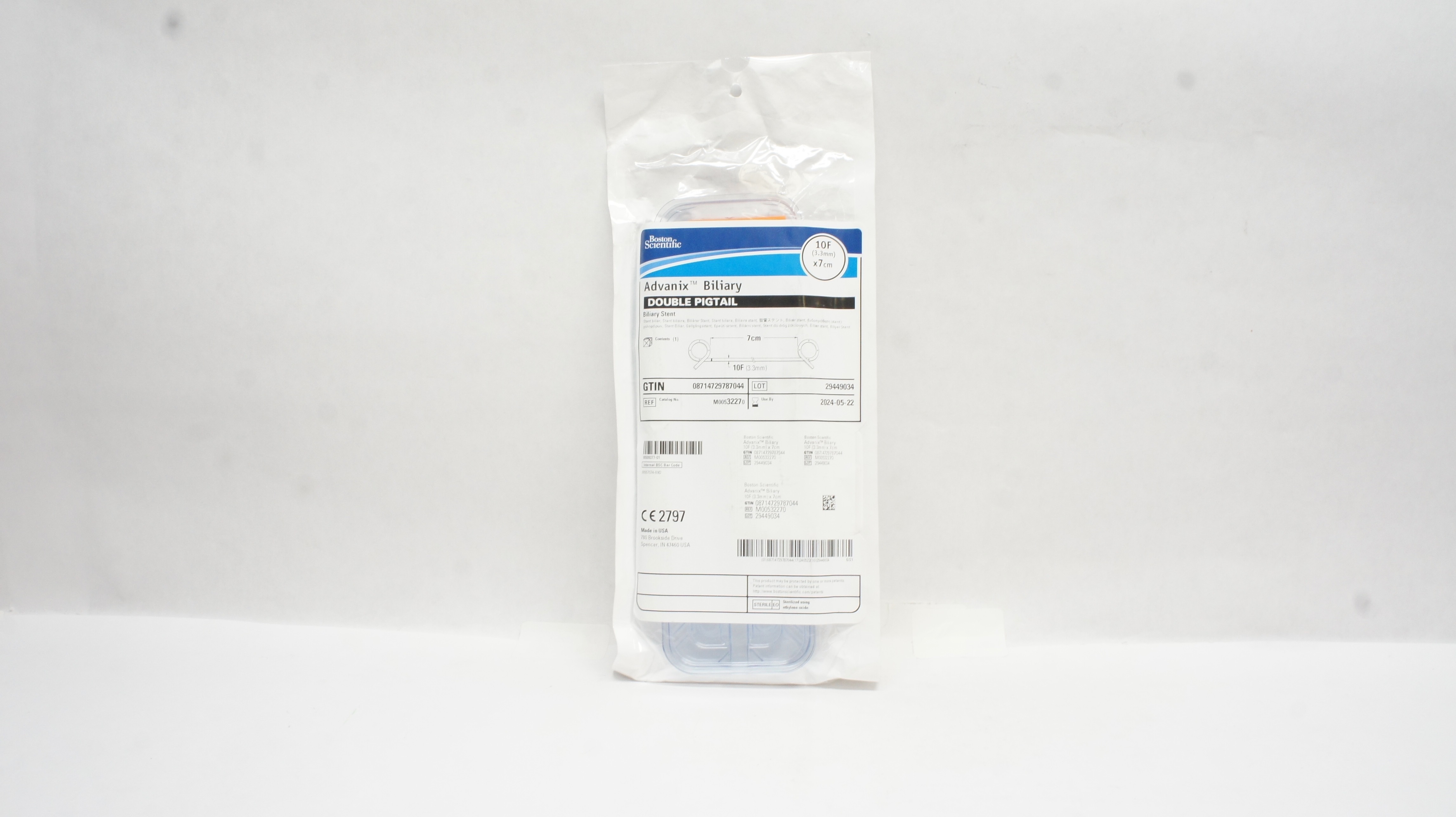 Boston Scientific M00532270 Advanix Biliary Stnt Double Pigtail 10F x 7cm