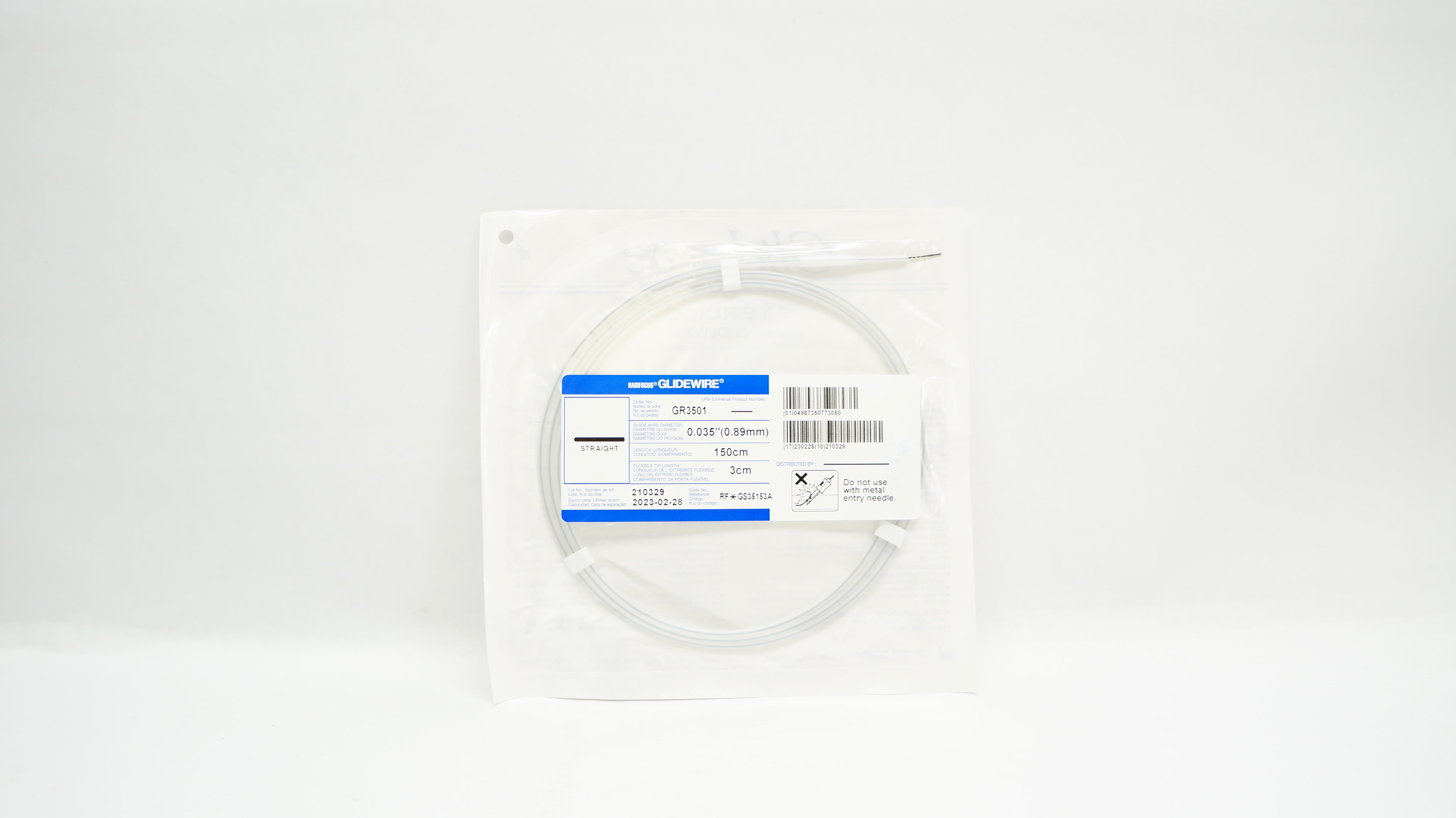 Terumo GS35153A Radifocus Glidewire Straight, 0.035inch x 150cm x 3cm (x)