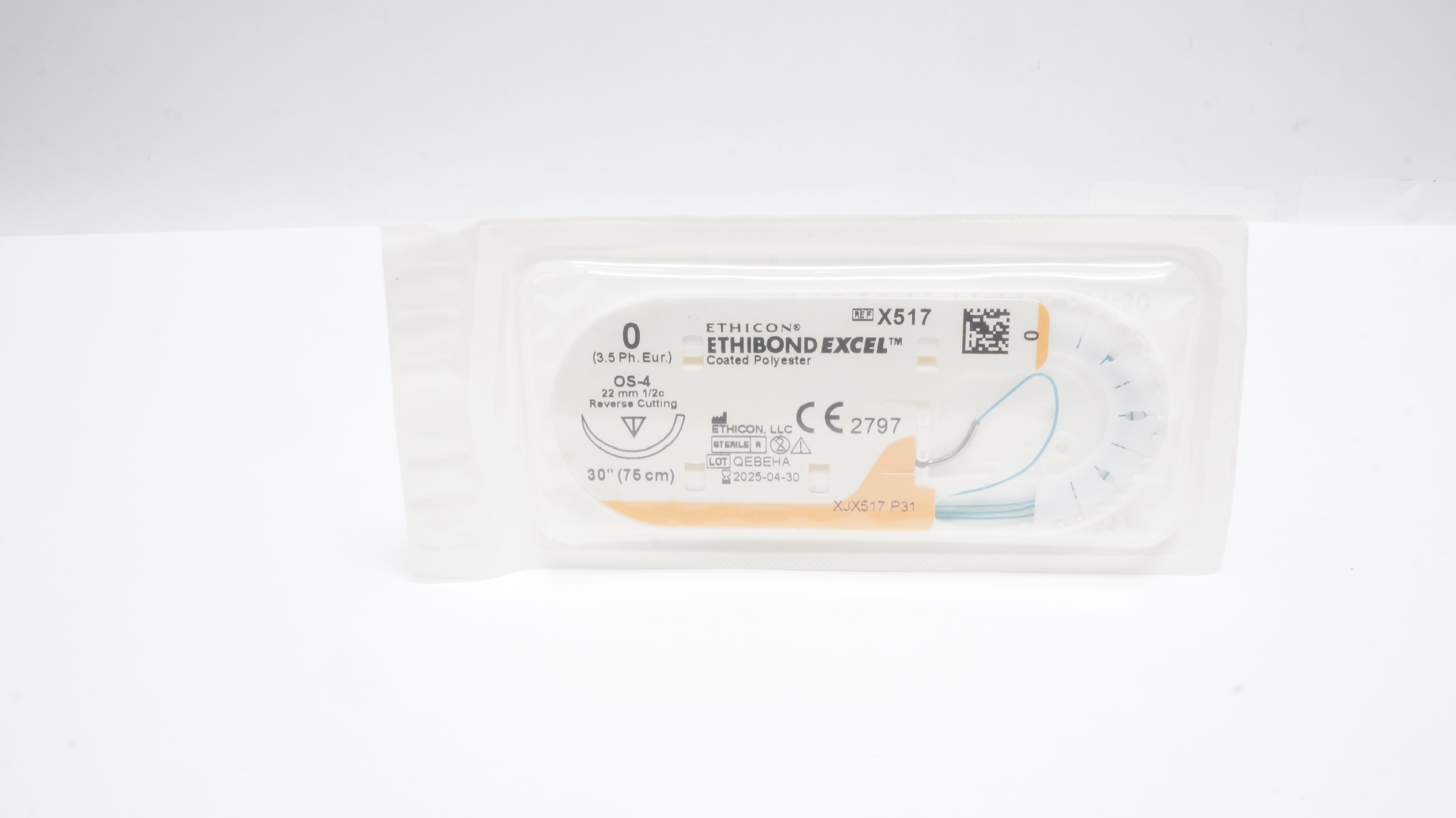 Ethicon X517 0 ETHIBOND EXCEL Coated Stre OS-4 22mm 1/2c Reverse Cutting, 30inch