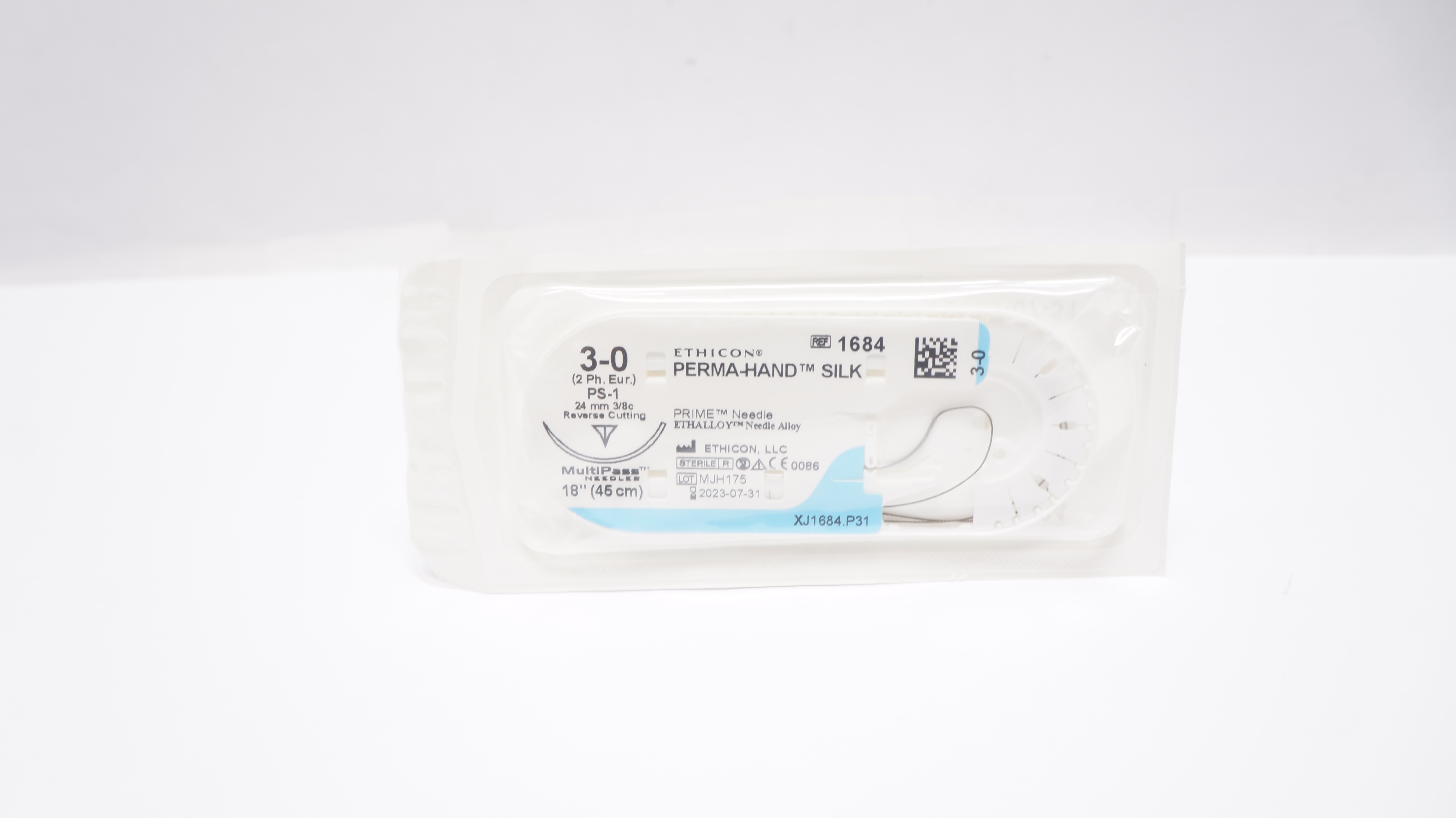 Ethicon 1684 3-0 PERMA-HAND SILK Stre PS-1 24mm 3/8c Reverse Cutting, 18inch(x)
