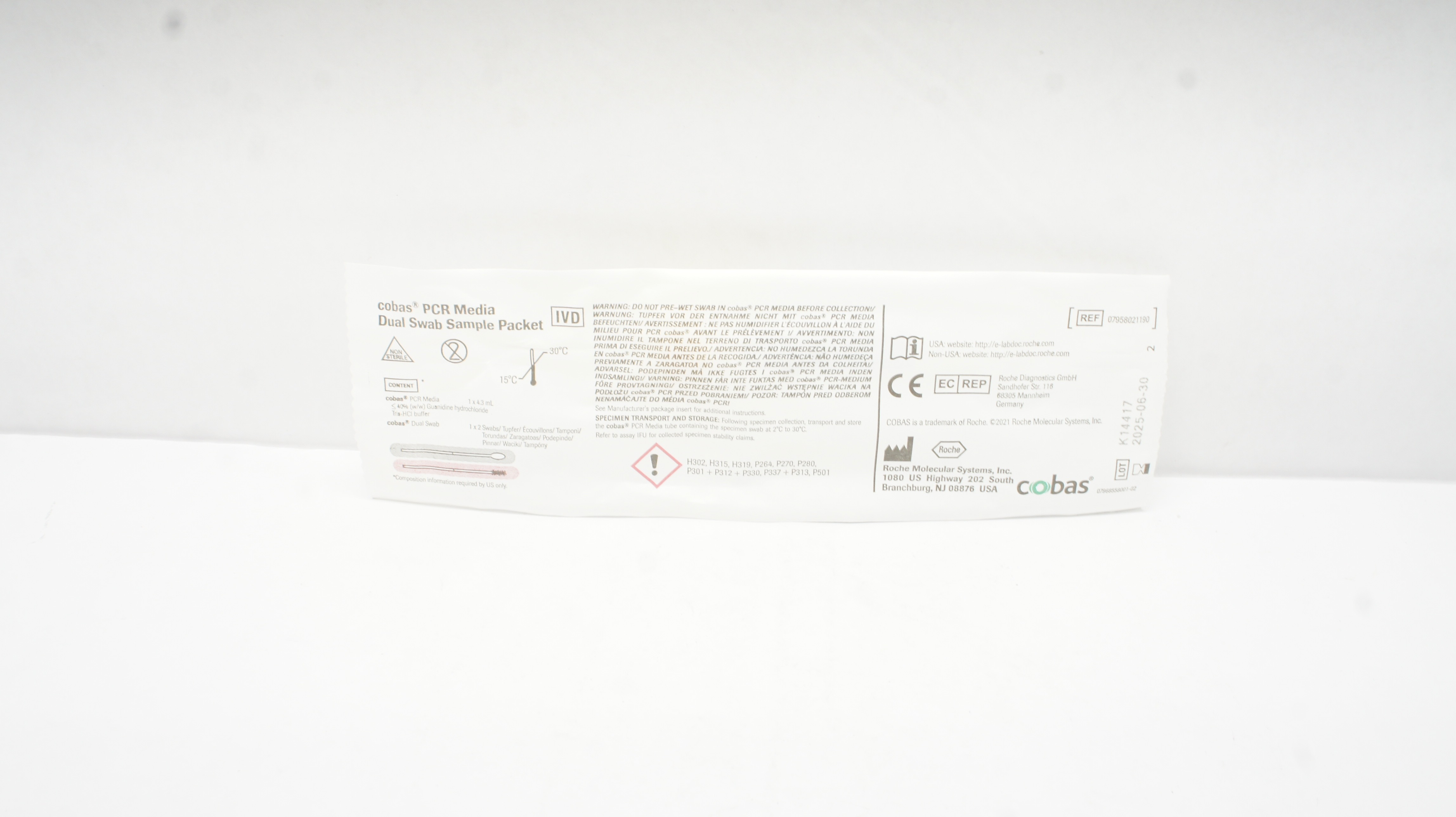 Cobas 07958021190 PCR Media Roche Dual Swab Sample Packet