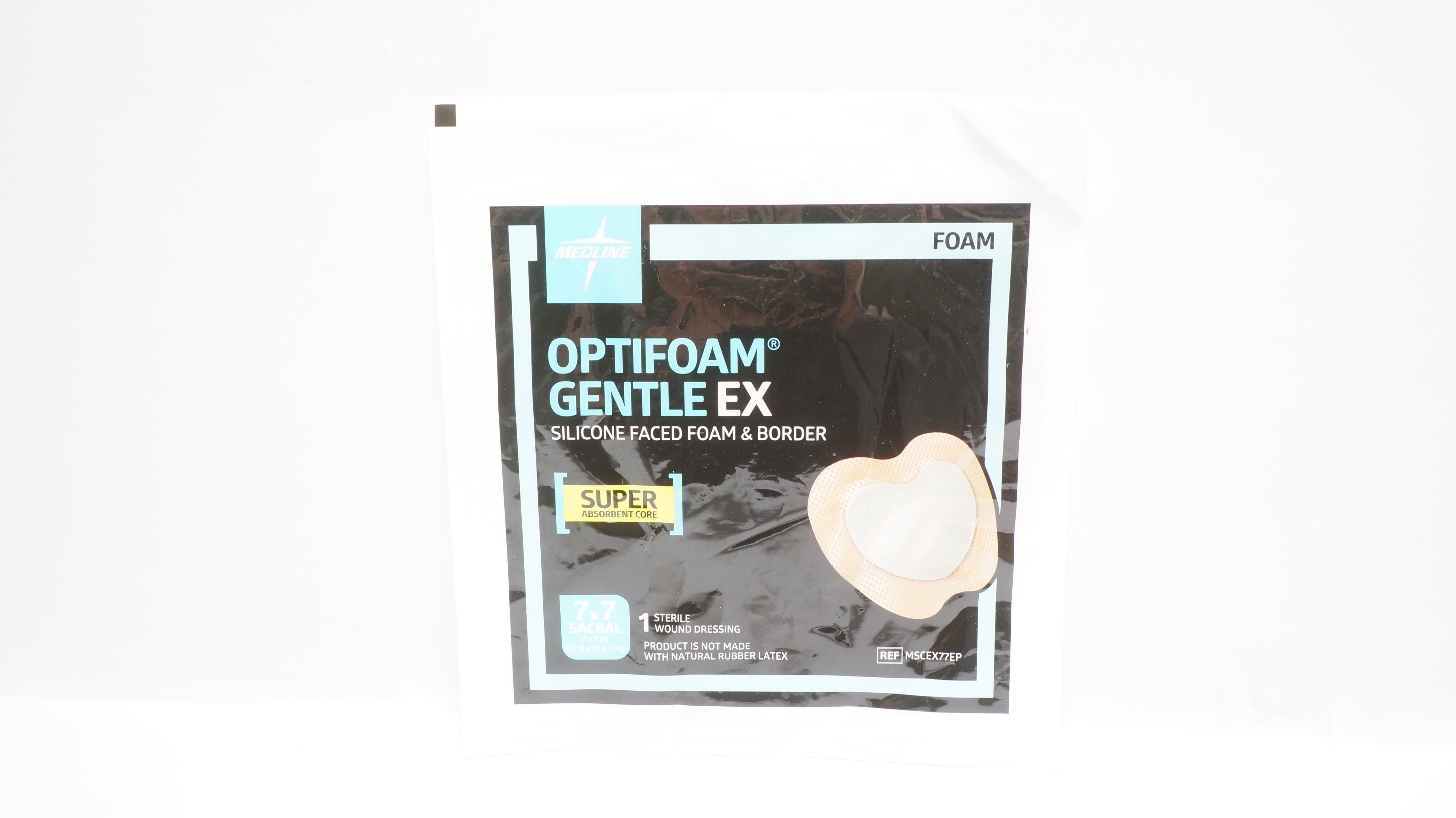 Medline MSCEX77EP Optifoam Gentle EX Silicone Faced Foam 7in. x 7in.