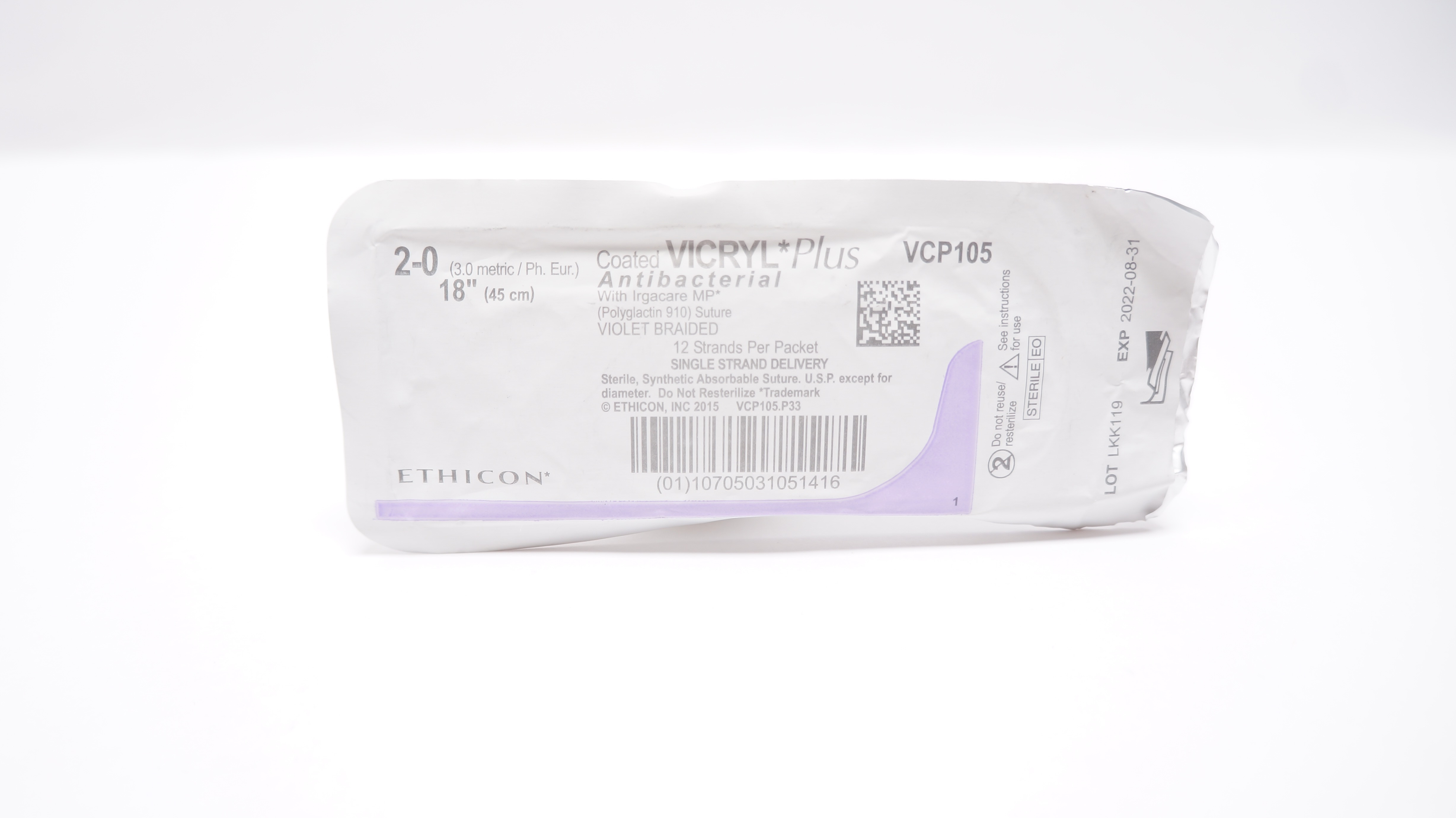 Ethicon VCP105 2-0 Coated VICRYL Plus, 18inch (x)