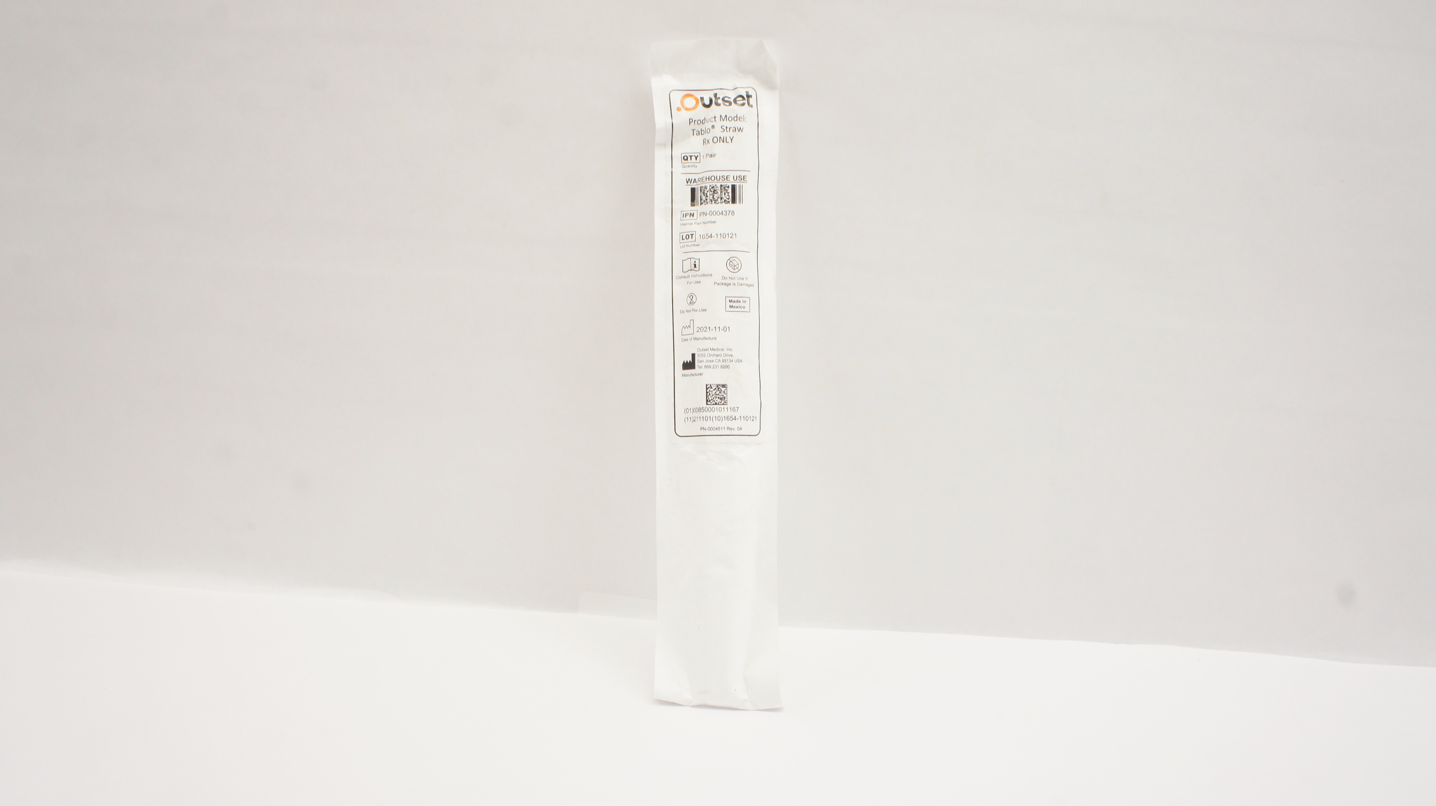Outset Medical PN-0004378 Product Model, Tablo Straw -1 Pair