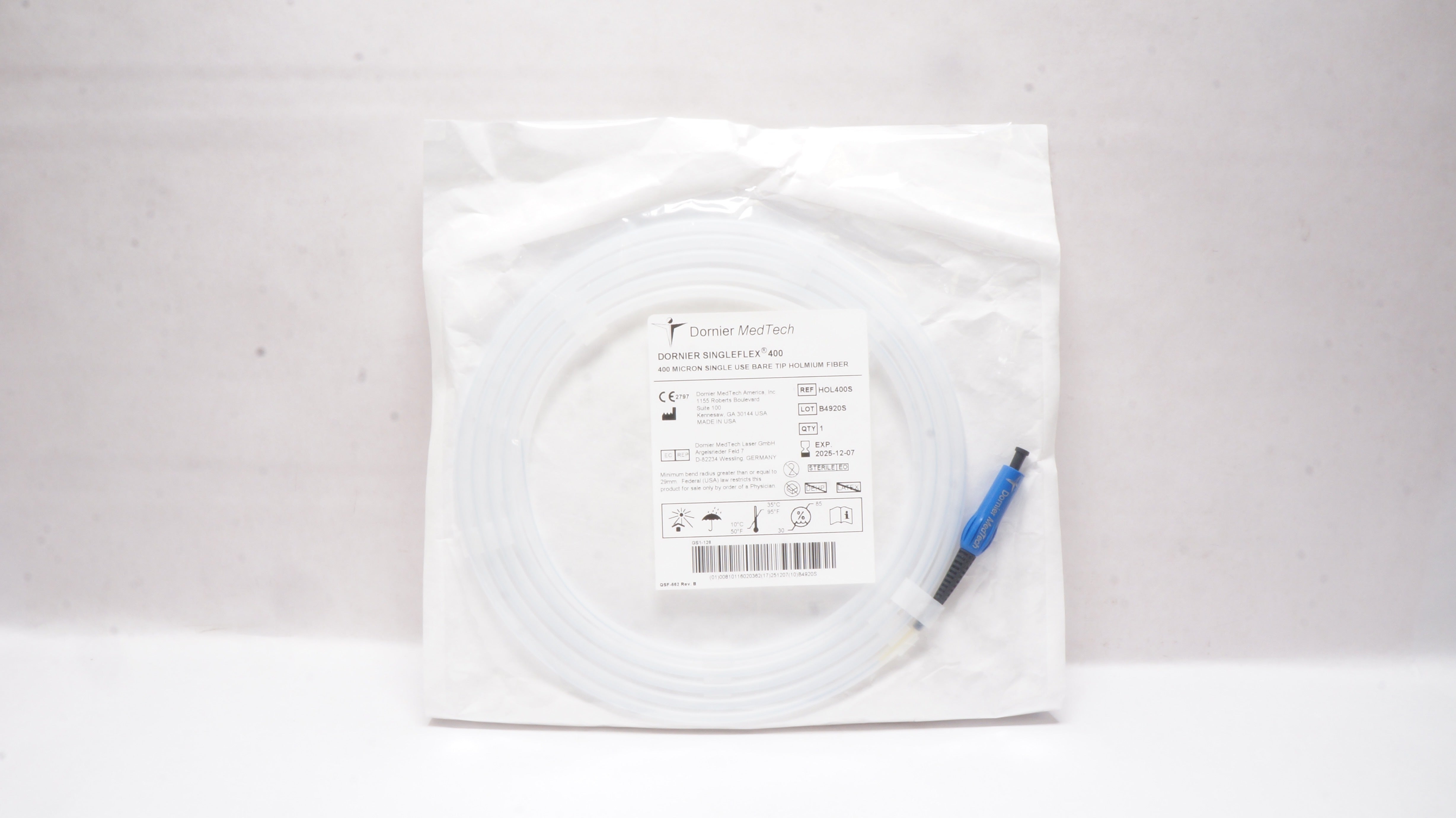 Dornier MedTech HOL400S Singleflex 400 Micron Single Use Bare Tip Holmium Fiber
