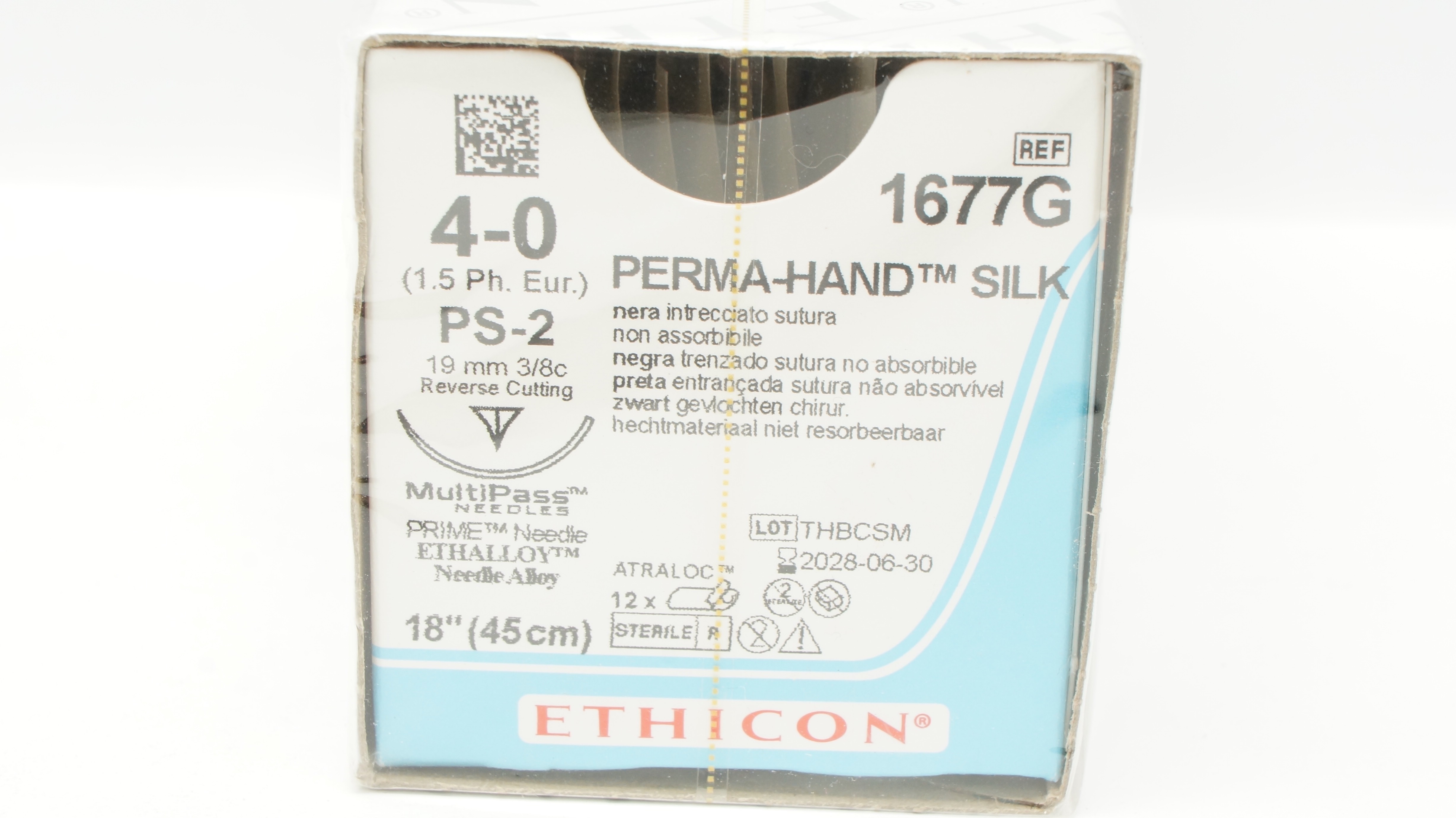Ethicon 1677G 4-0 PERMA-HAND SILK Stre PS-2 19mm 3/8c 18inch - Box of 12