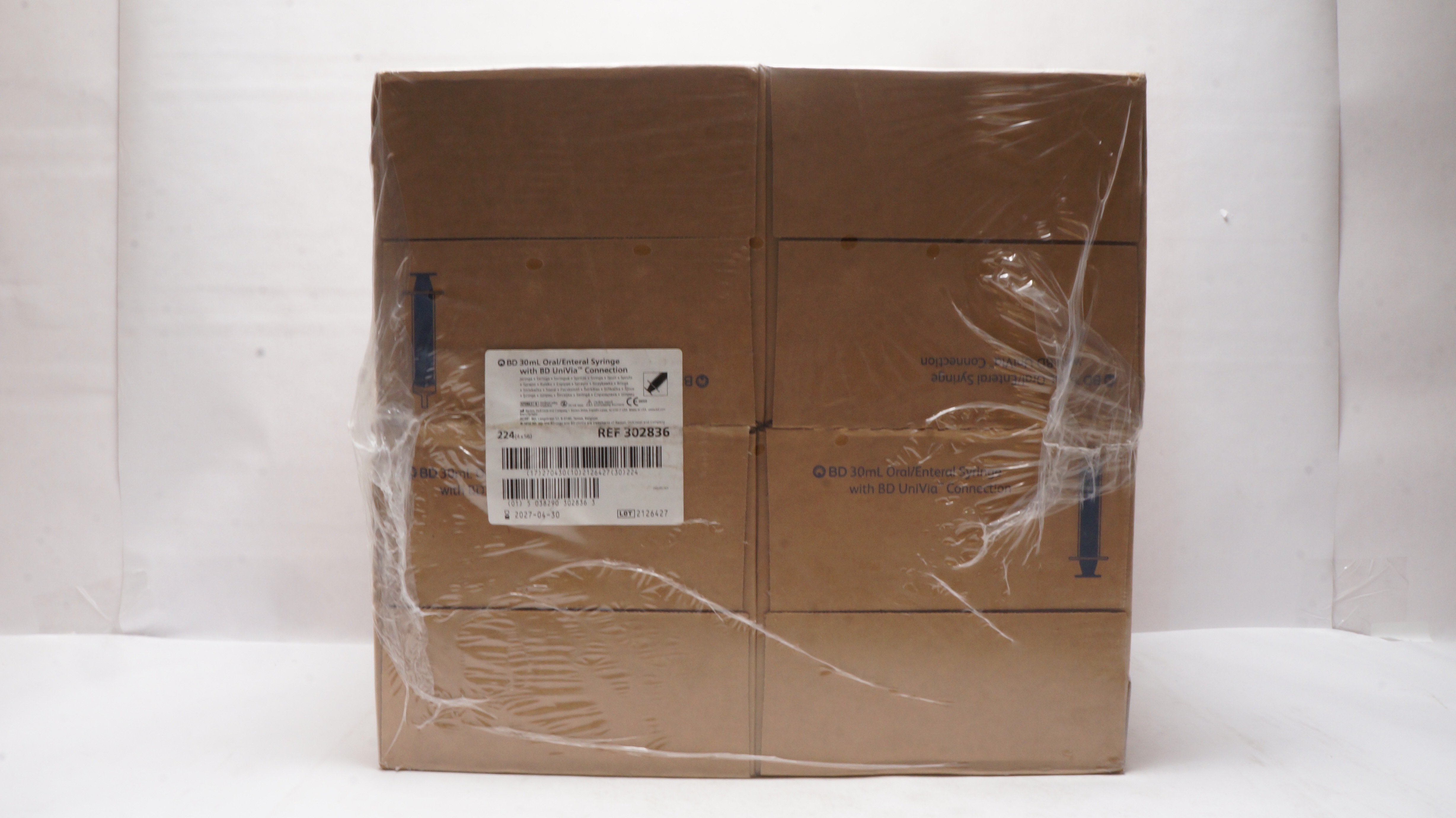 BD 302836 Oral/Enteral 30mL Syringe with UniVia Connection  - Case of 224