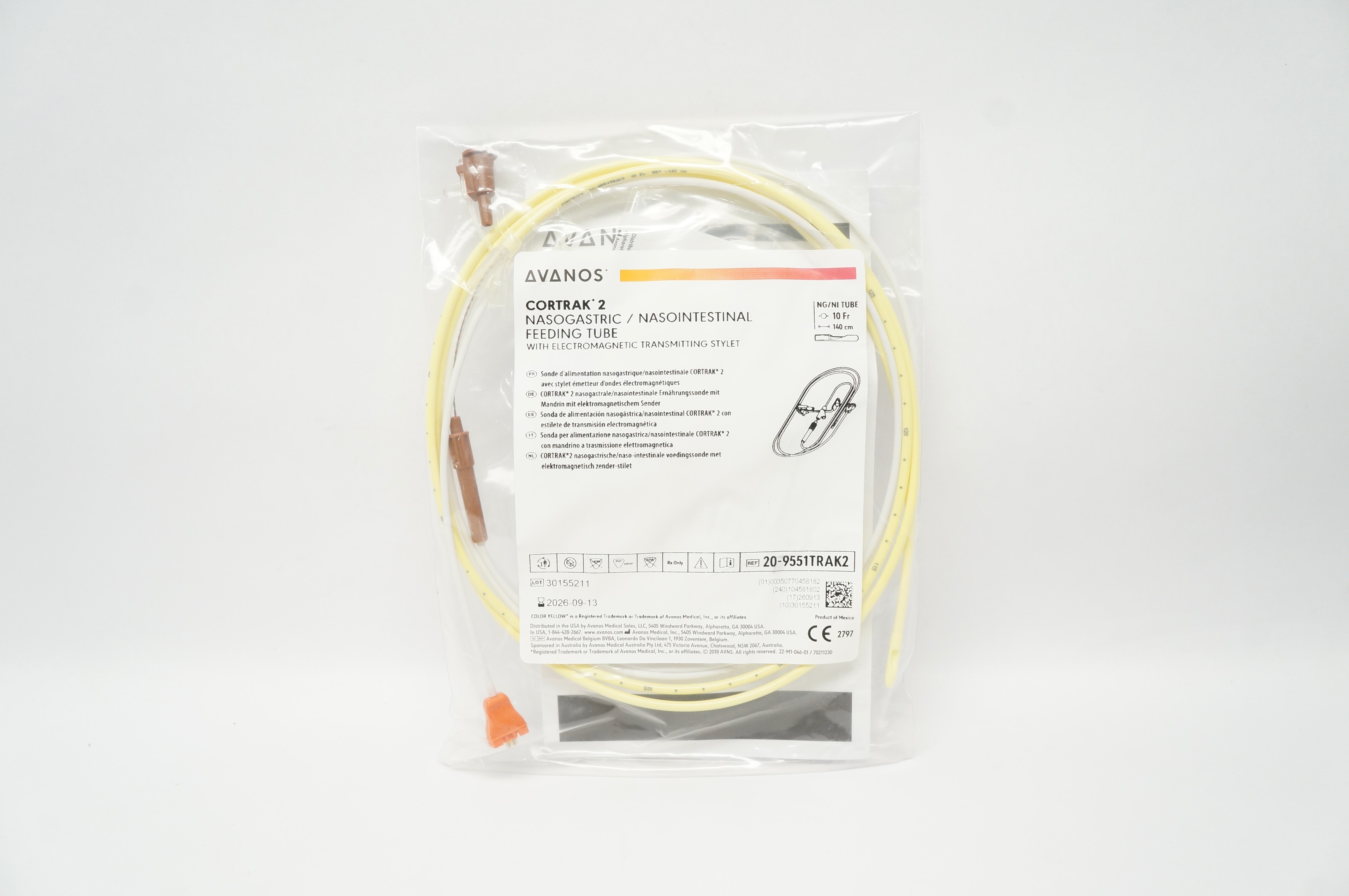 Avanos 20-9551TRAK2 2 Nasogastric Feeding Tube 10 Fr x 140cm