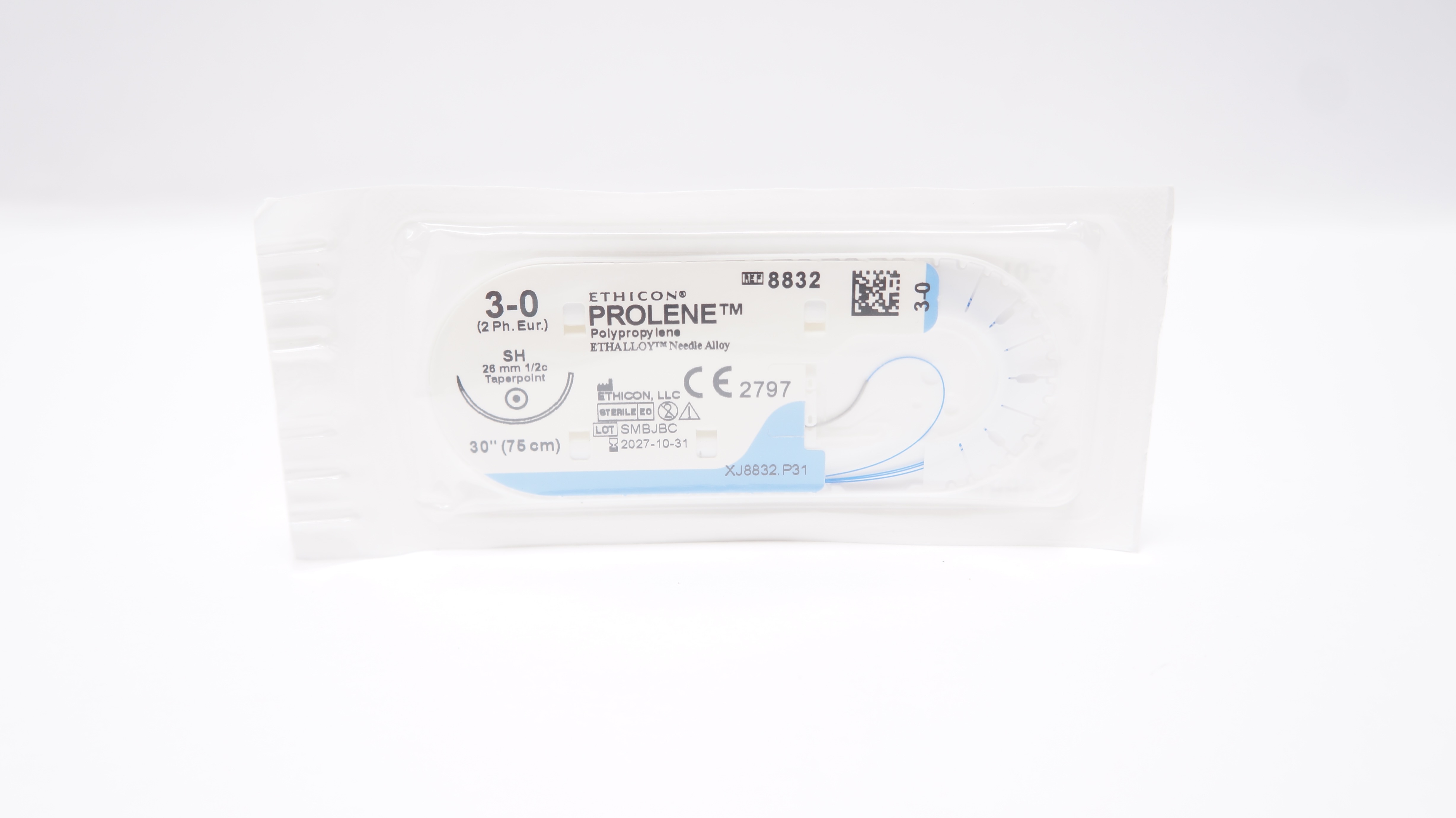 Ethicon 8832 3-0 PROLENE Polypropylene Stre SH 26mm 1/2c Taperpoint, 30inch