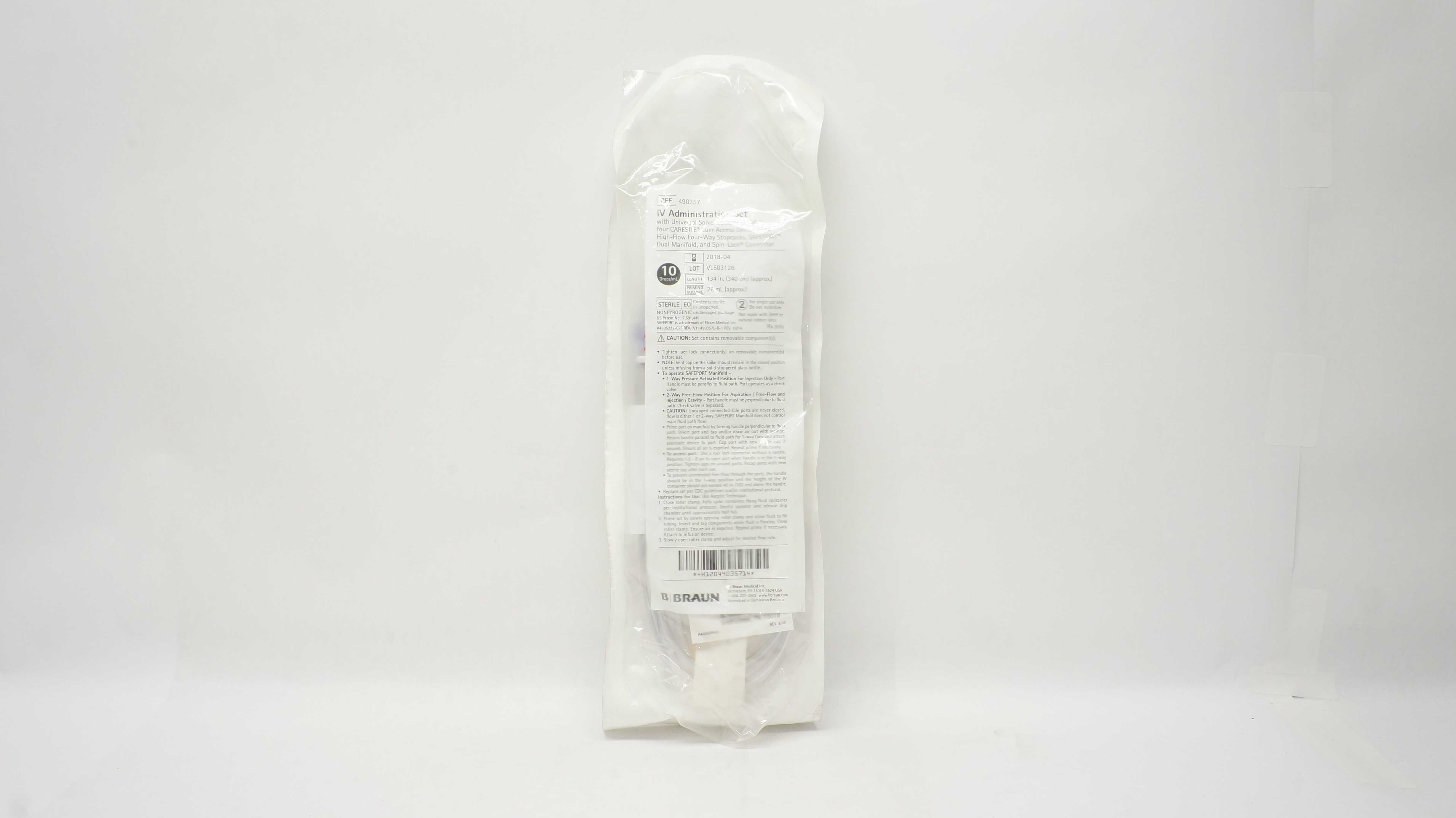 Braun 490357 IV Administration Set 10 Drops/mL 26mL x 134 inch (Approx.) (x)