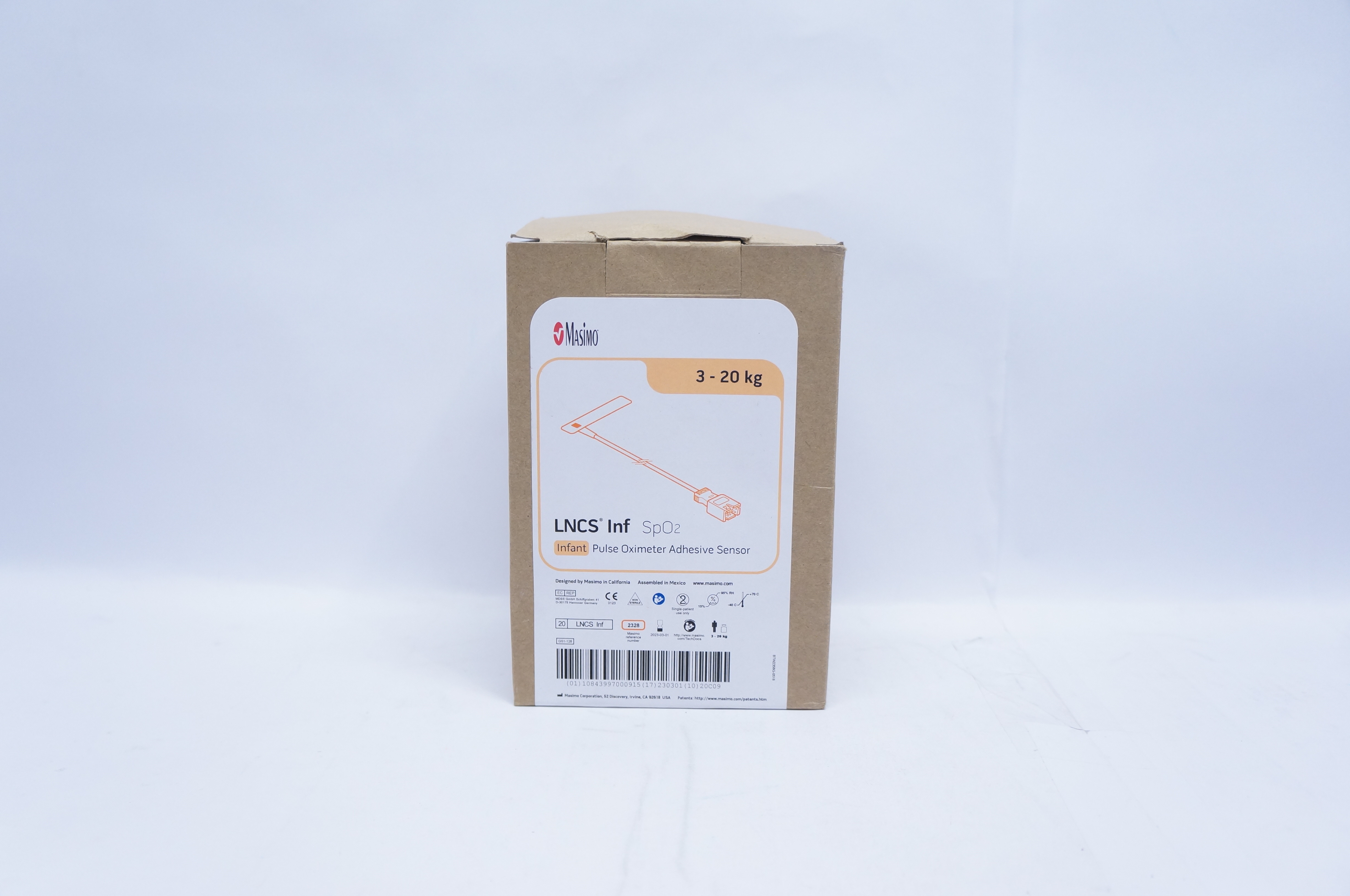 Masimo 2328 LNCS Inf SpO2 Infant Pulse Oximeter Adhesive Sensor 3-20kg-Box of 20