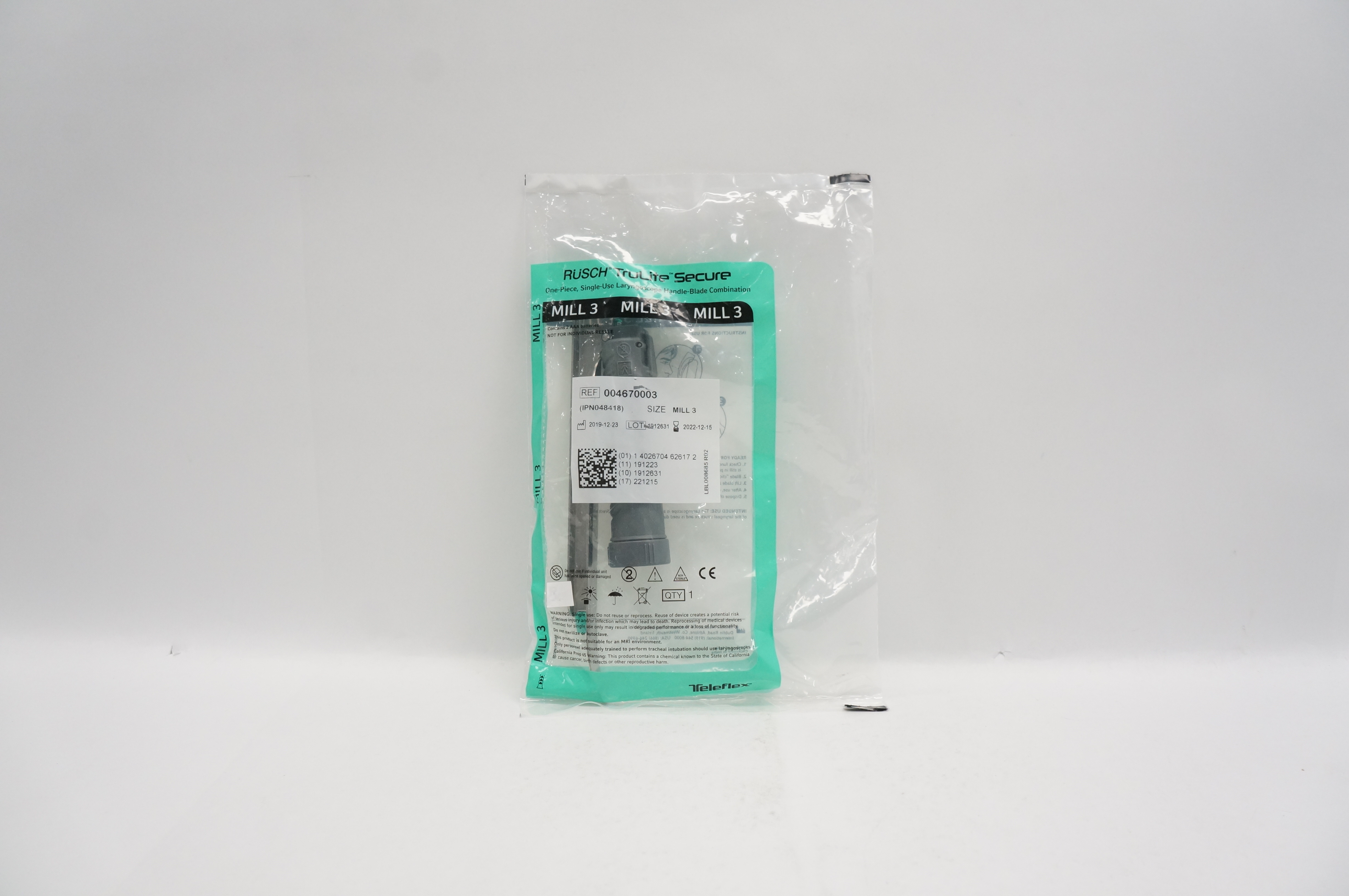 Teleflex 004670003 Rusch TruLite Secure Laryngoscope Handle-Blade Mill 3 (x)