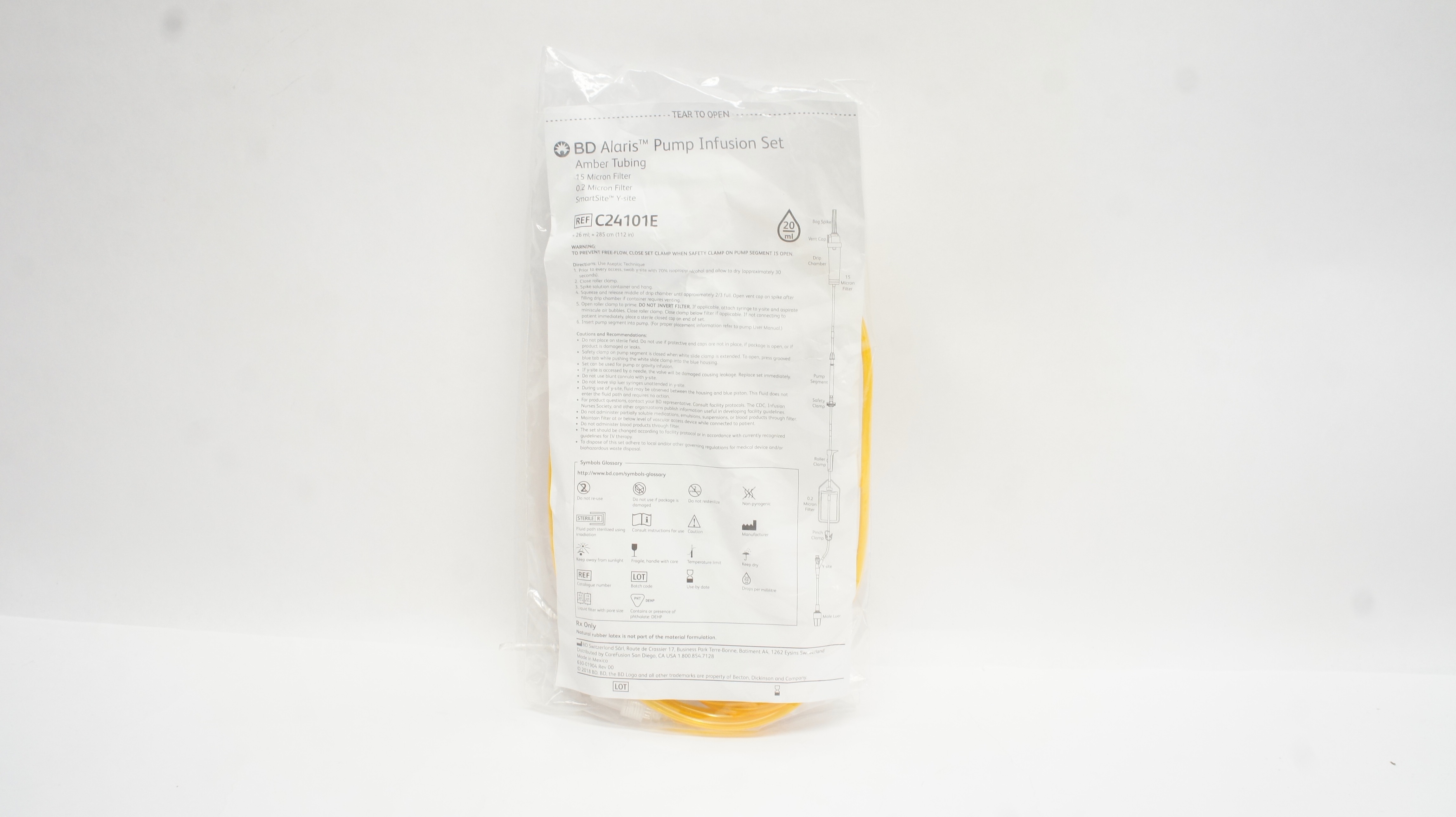 BD C24101E Alaris Pump Infusion Set 26mL x 112inch 20Drops/ml
