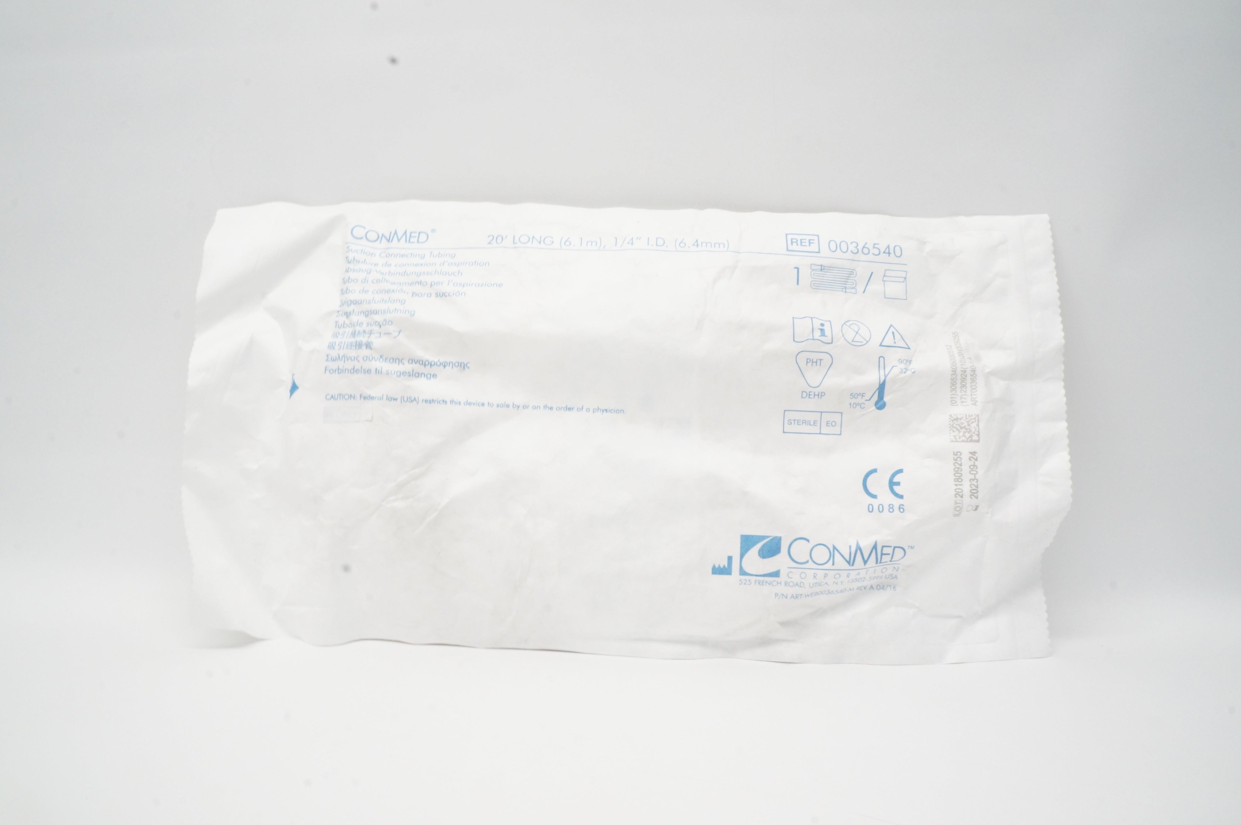 ConMed 0036540 Suction Connecting Tubing 20Fr Long