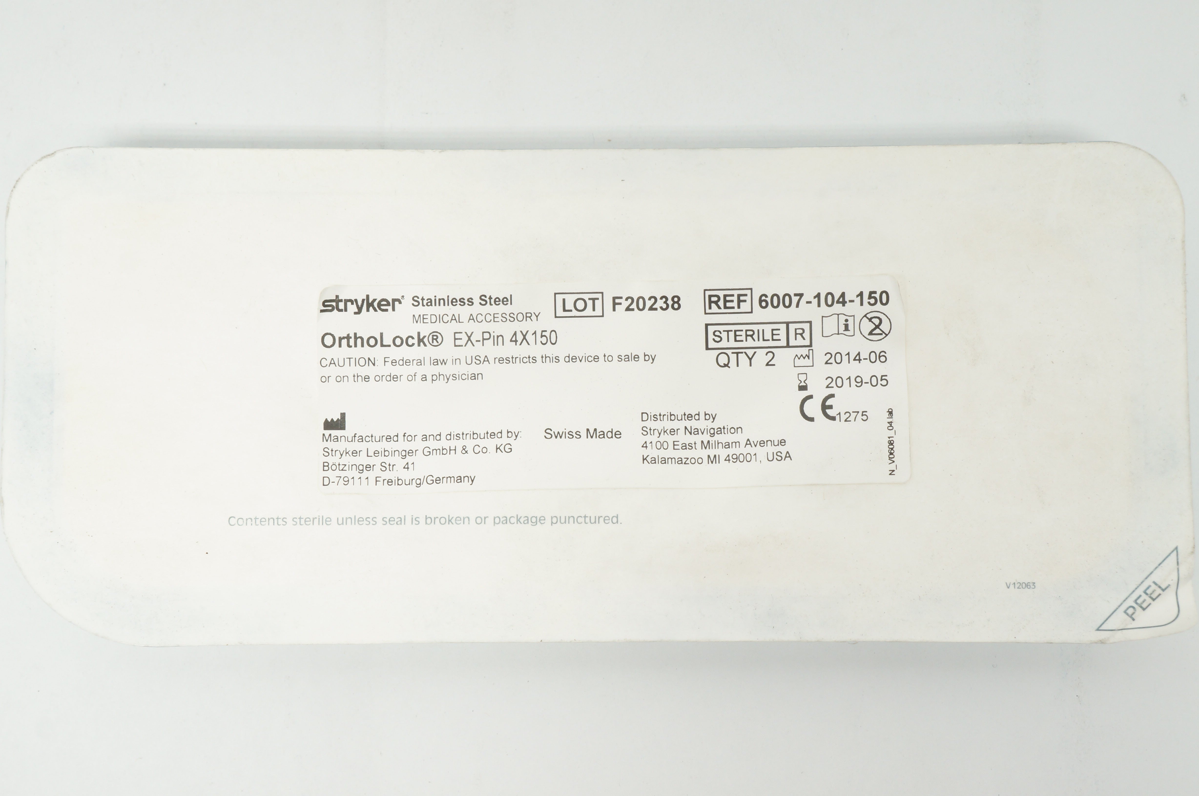 Stryker 6007-104-150 OrthoLock EX-Pin Stainless Steel Me Accessory -Pack of 2(x)