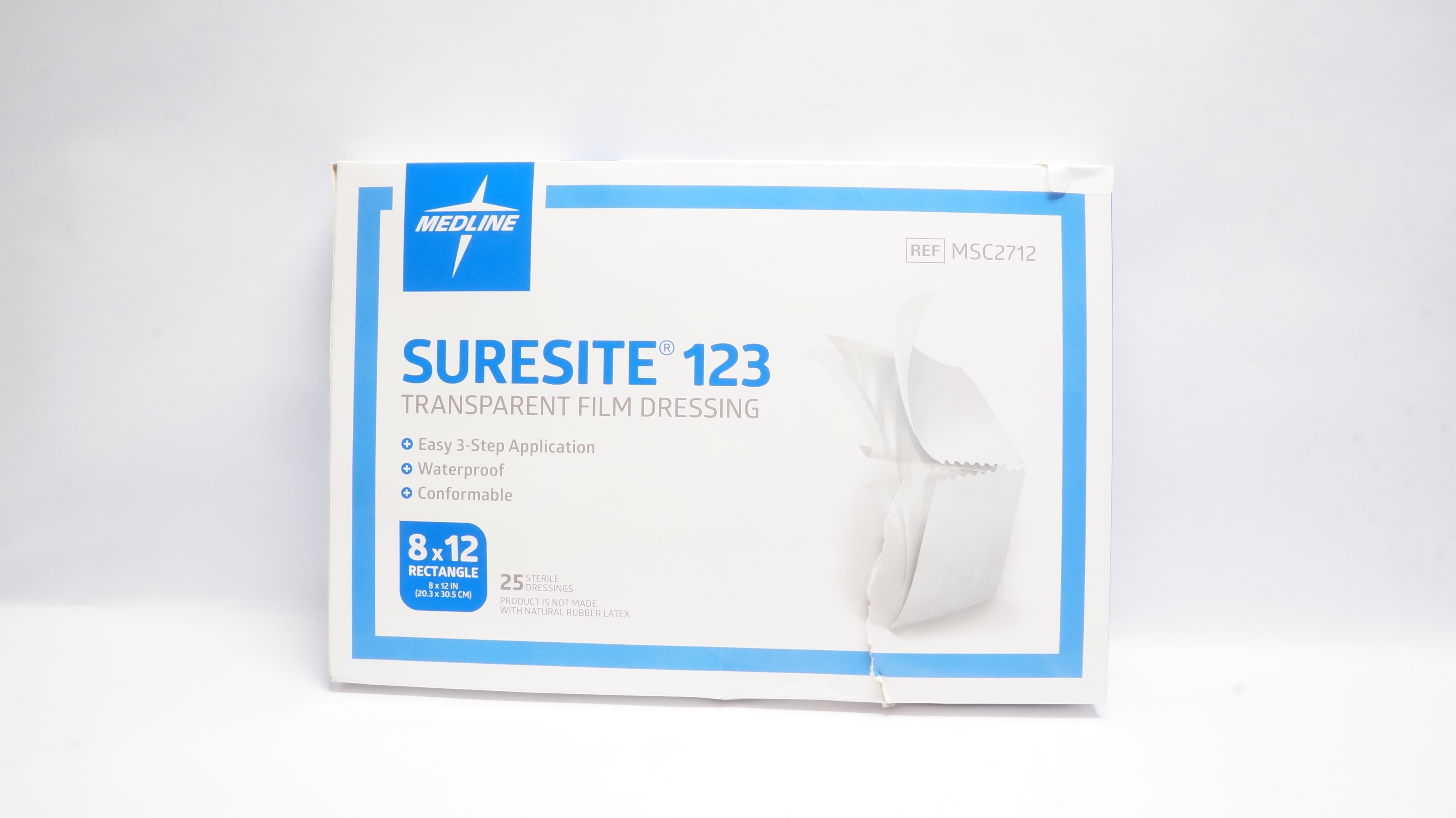Medline MSC2712 Suresite 123 Transparent Film Dressing 8 x 12inch - Box of 25