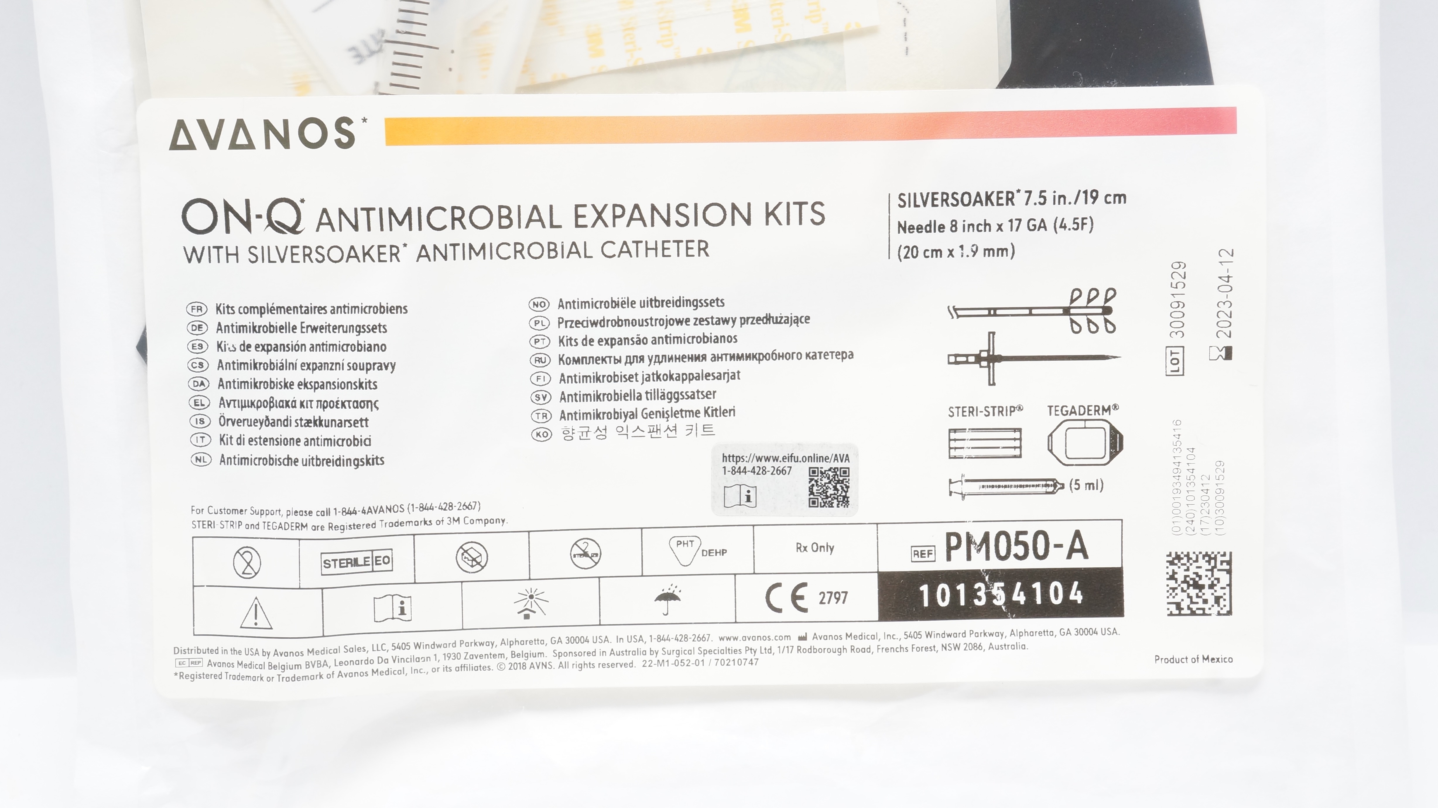 Avanos PM050-A ON-Q Antimicrobial Expansion Kits 7.5inch Ndle 8inch x 17 GA (x)