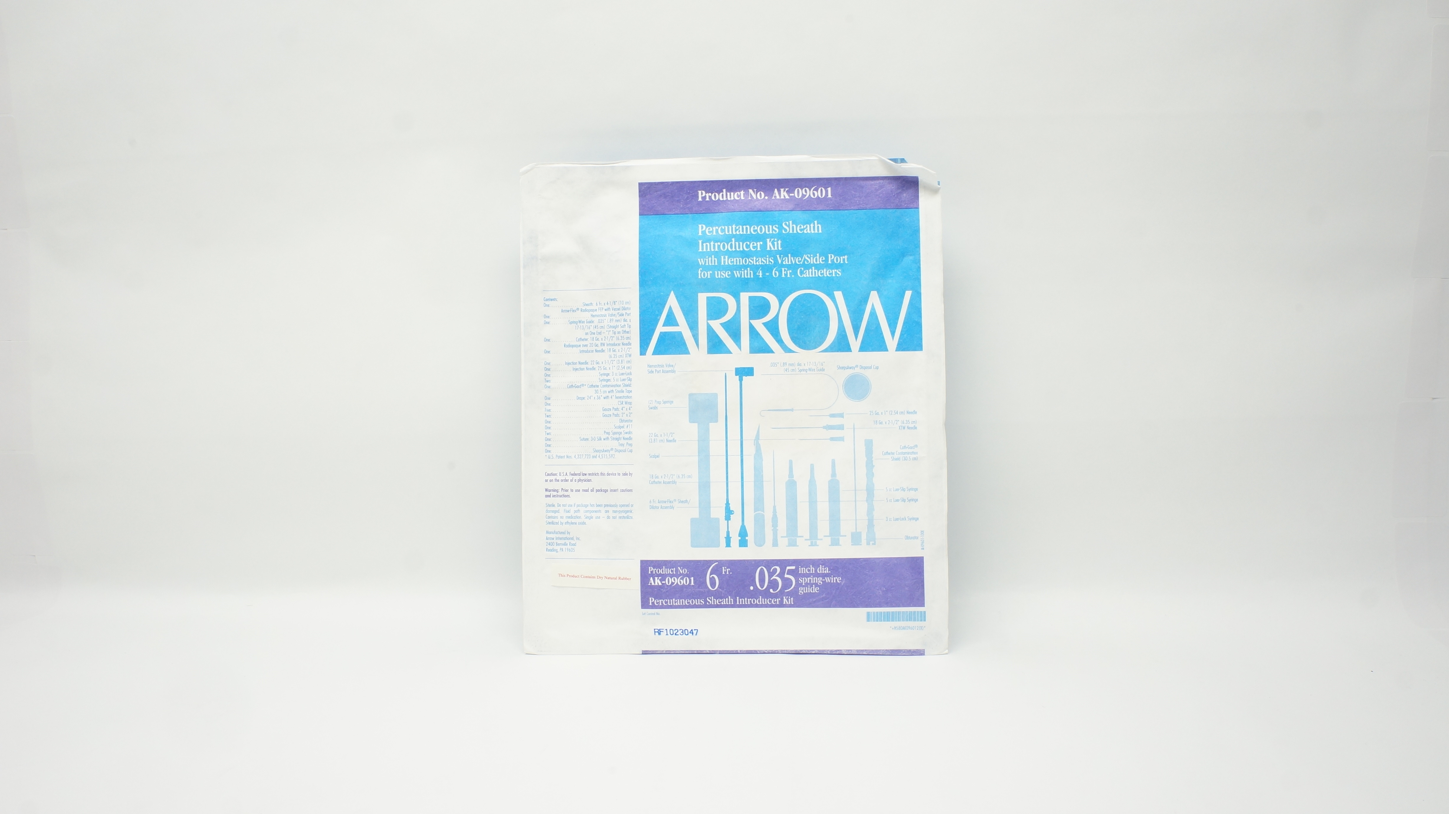 Arrow AK-09601 Percutaneous Sheath Introducer Kit 6Fr. x 10cm x 0.035inch