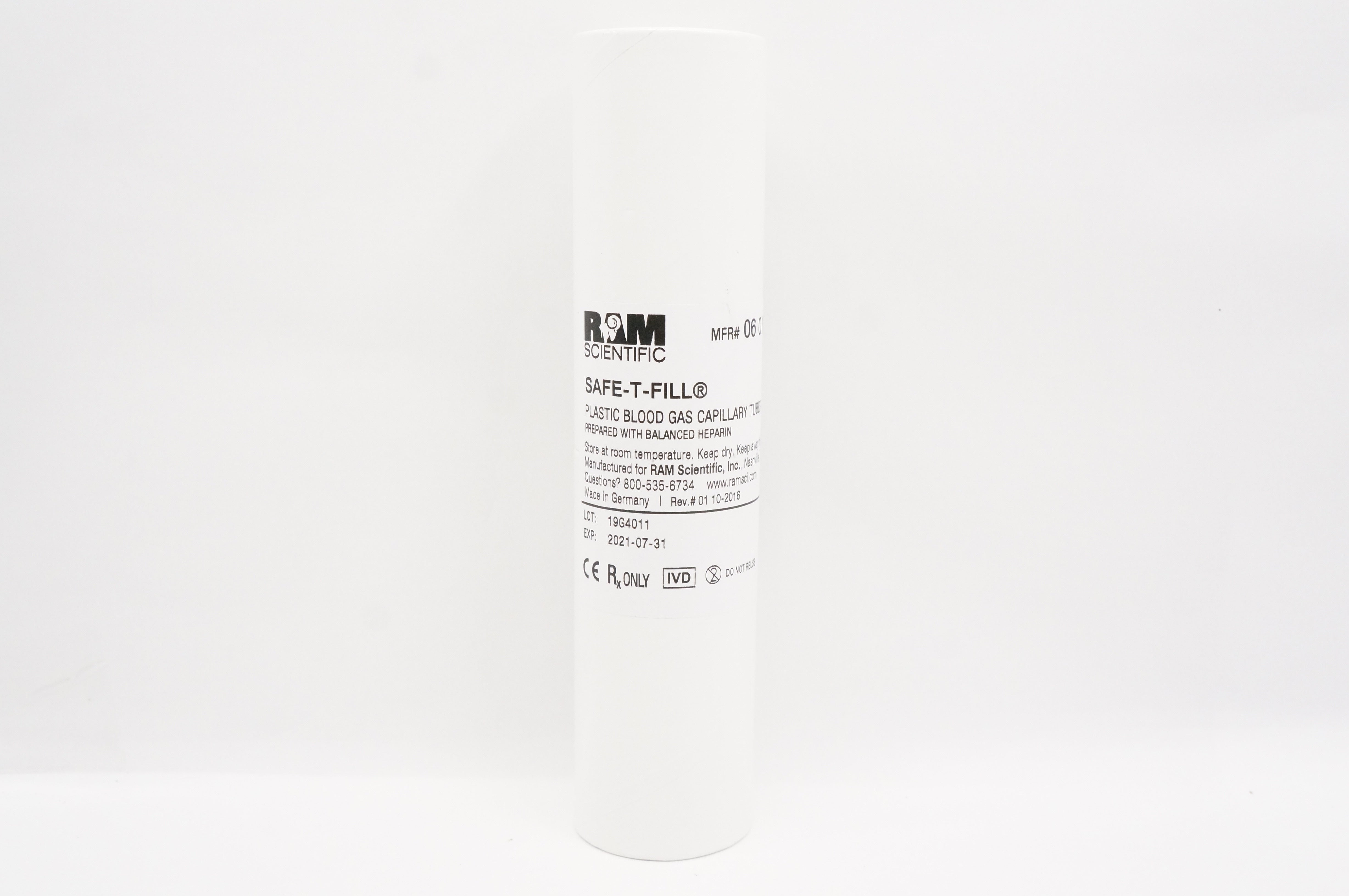 RAM Scientific 06 0187 Safe-T-Fill Plastic Blood Gas Capillary Tubes 230 (x)