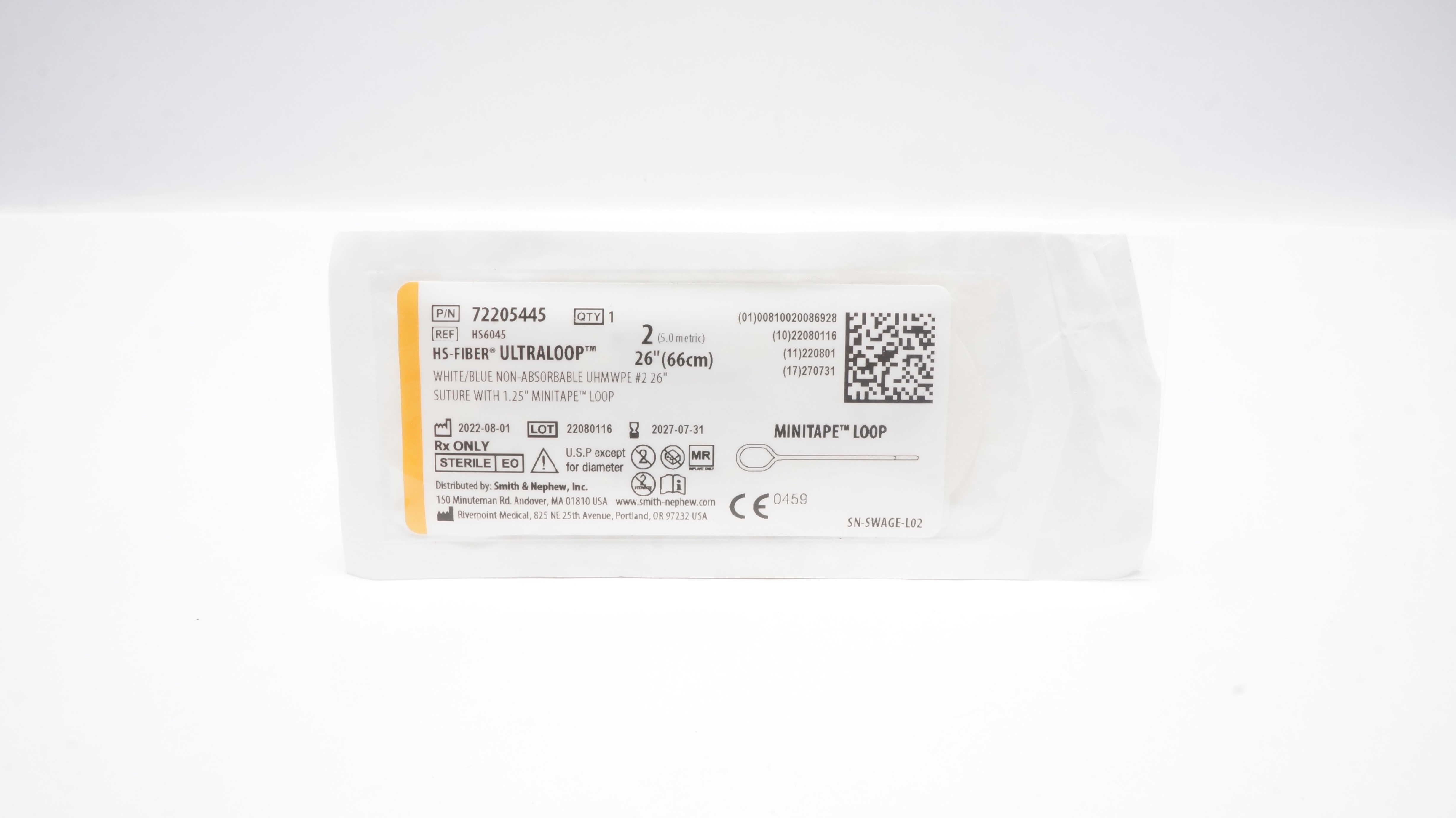 Smith&Nephew HS6045 2 HS-Fiber 26inch Stre w/Minitape Loop 1.25inch