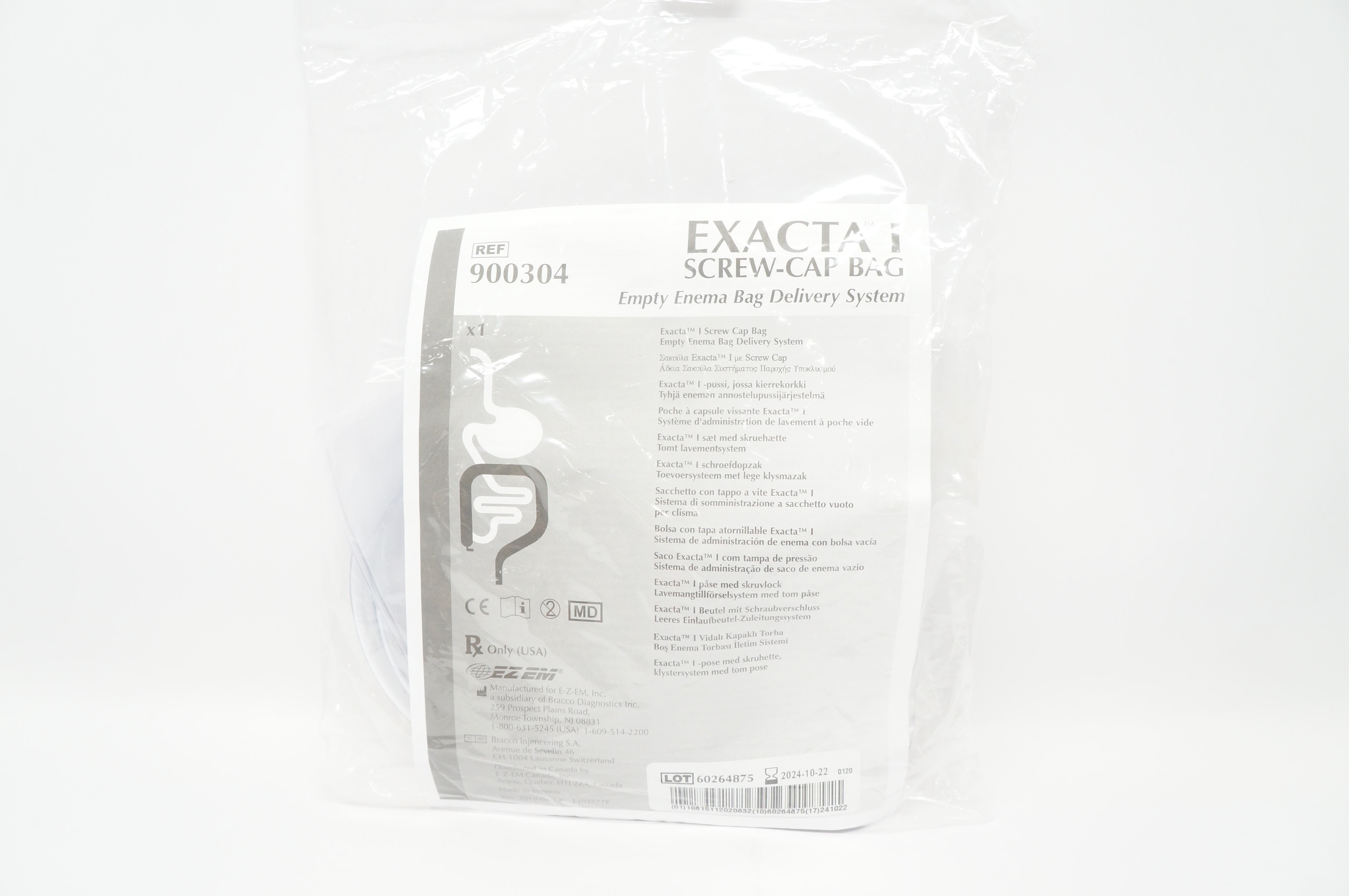 EZEM 900304 EXTRA I Screw-Cap Bag, Empty Enema Bag Delivery System