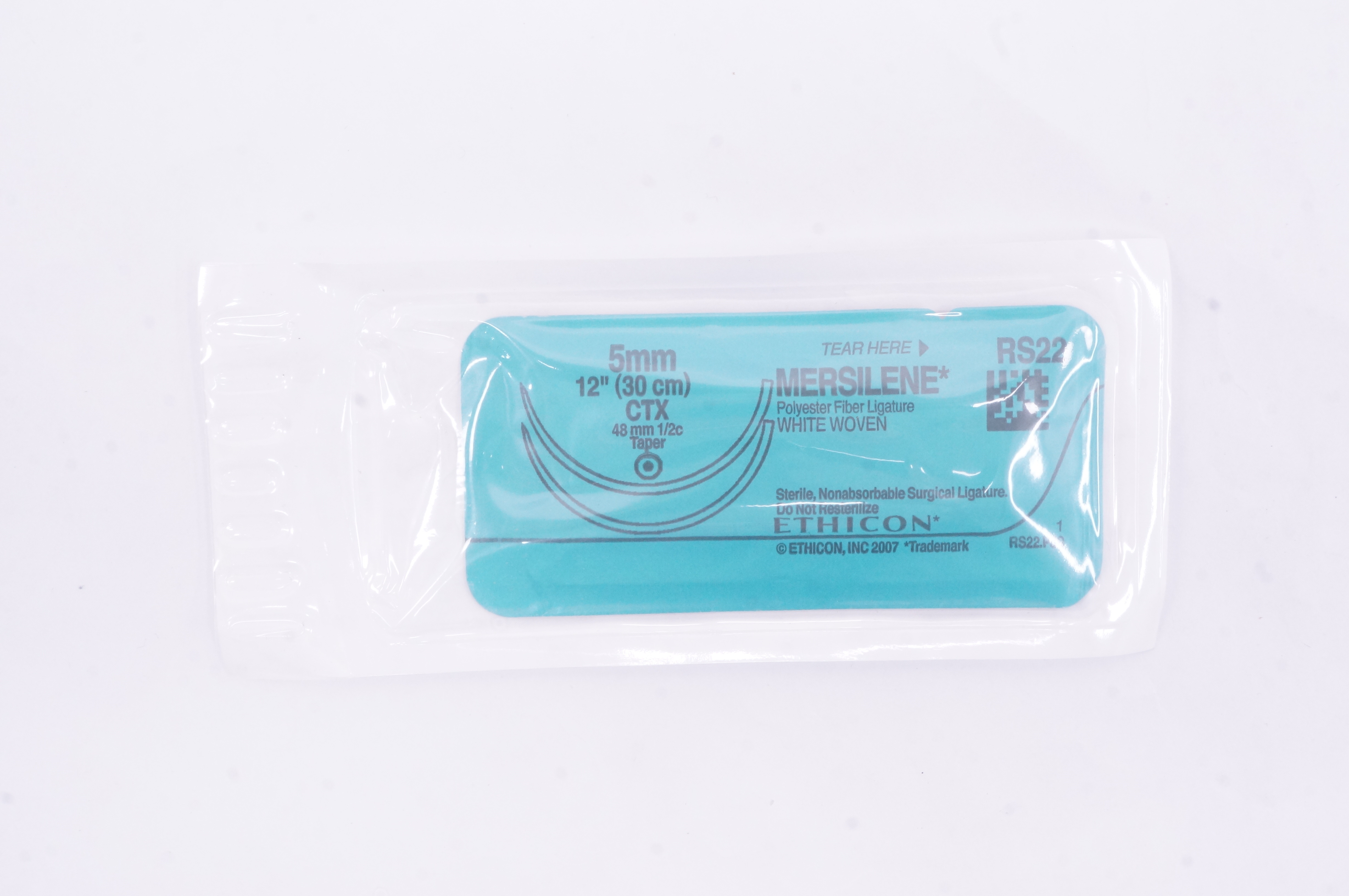 Ethicon RS22 Mersilene Polyester Fiber Ligature CTX 48mm 1/2c 12inch