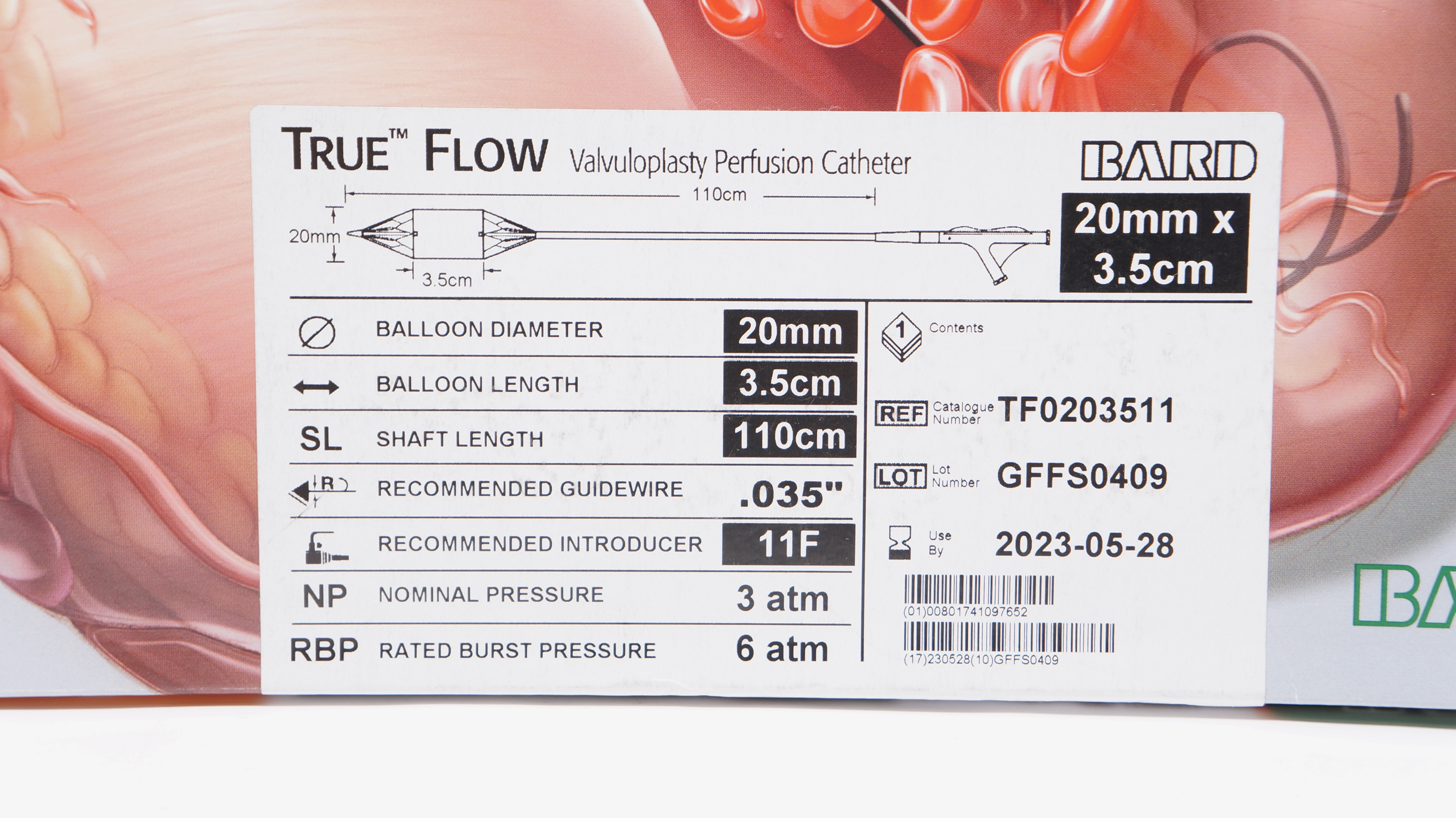 Bard TF0203511 True Flow Valvuloplasty Perfusion Cath. 20mm x 3.5cm (x)