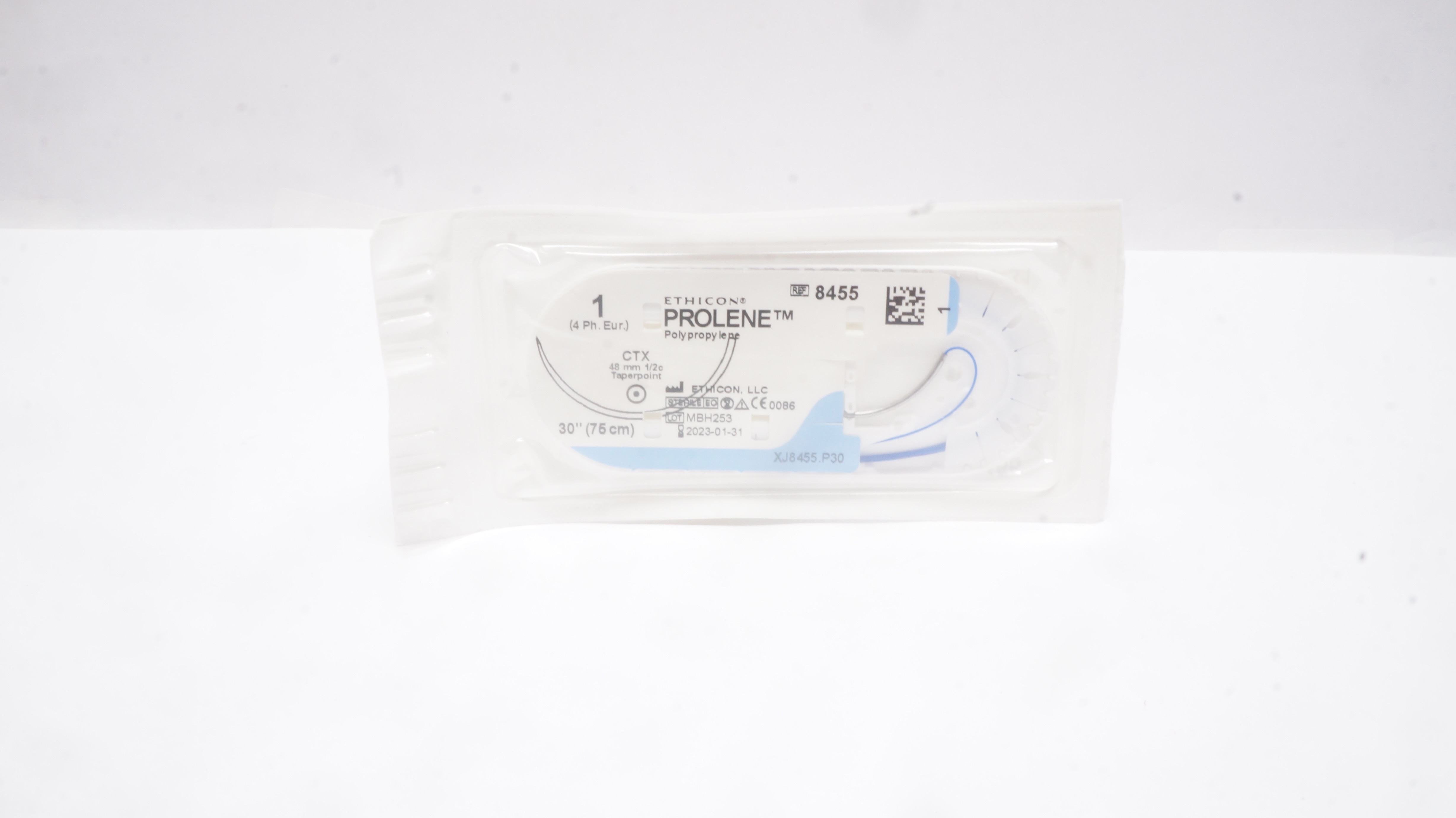 Ethicon 8455 1 Prolene Polypropylene Stre CTX 48mm 1/2c Taperpoint, 30inch (x)