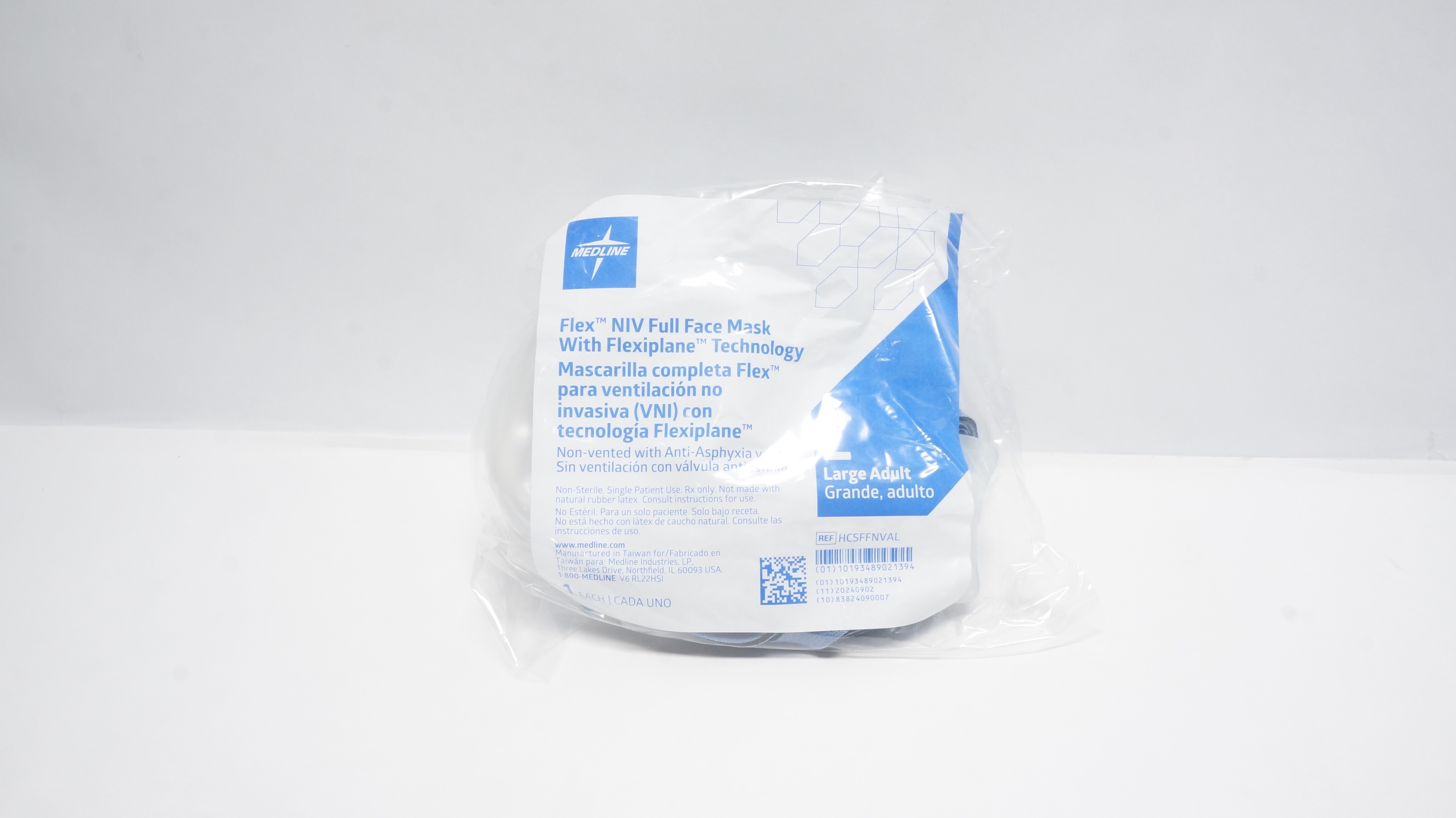 Medline HCSFFNVAL Flex NIV Full Face Mask W/Flexiplane Technology,Large Adult