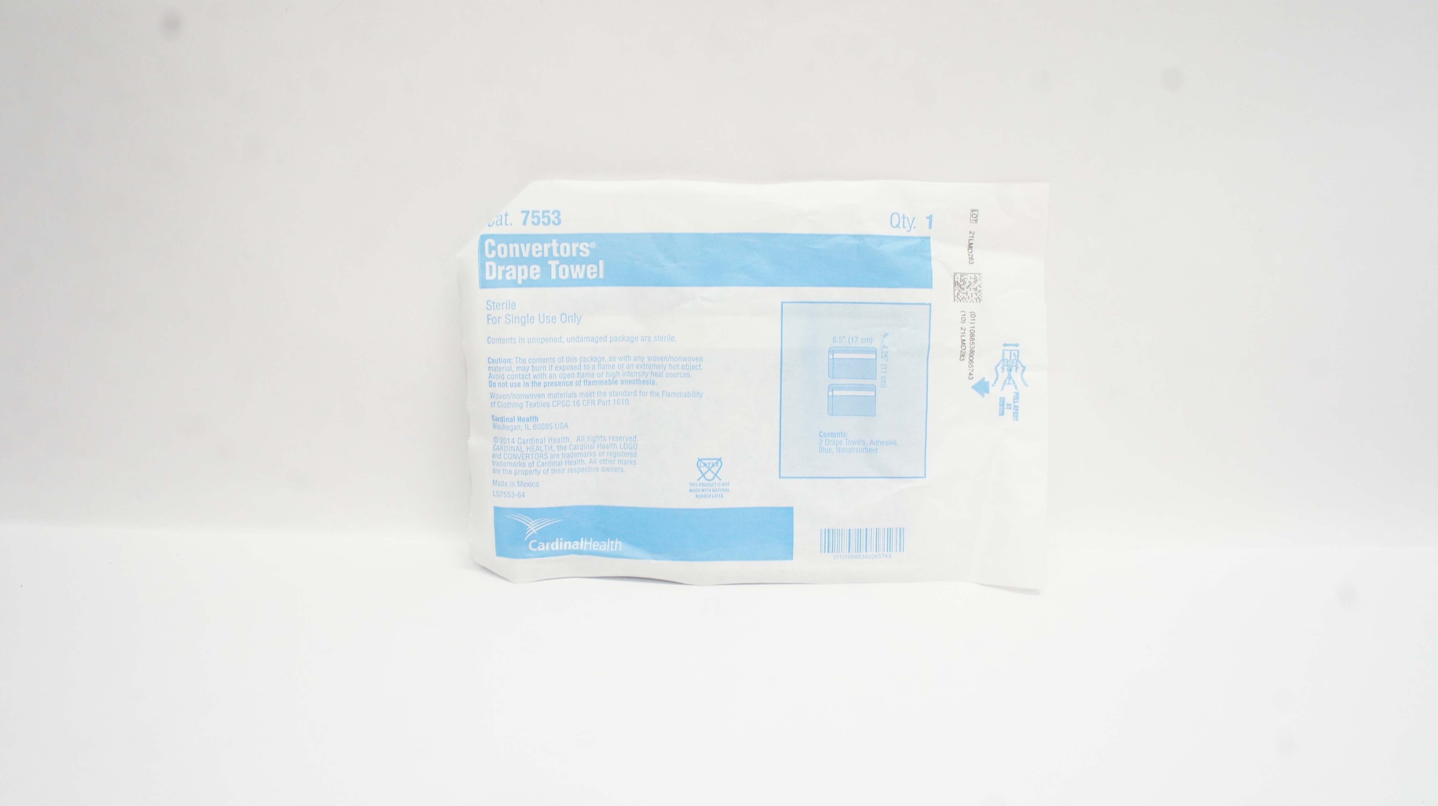 Cardinal Health 7553 Convertors Drape Towel 6.5inch x 4.25inch