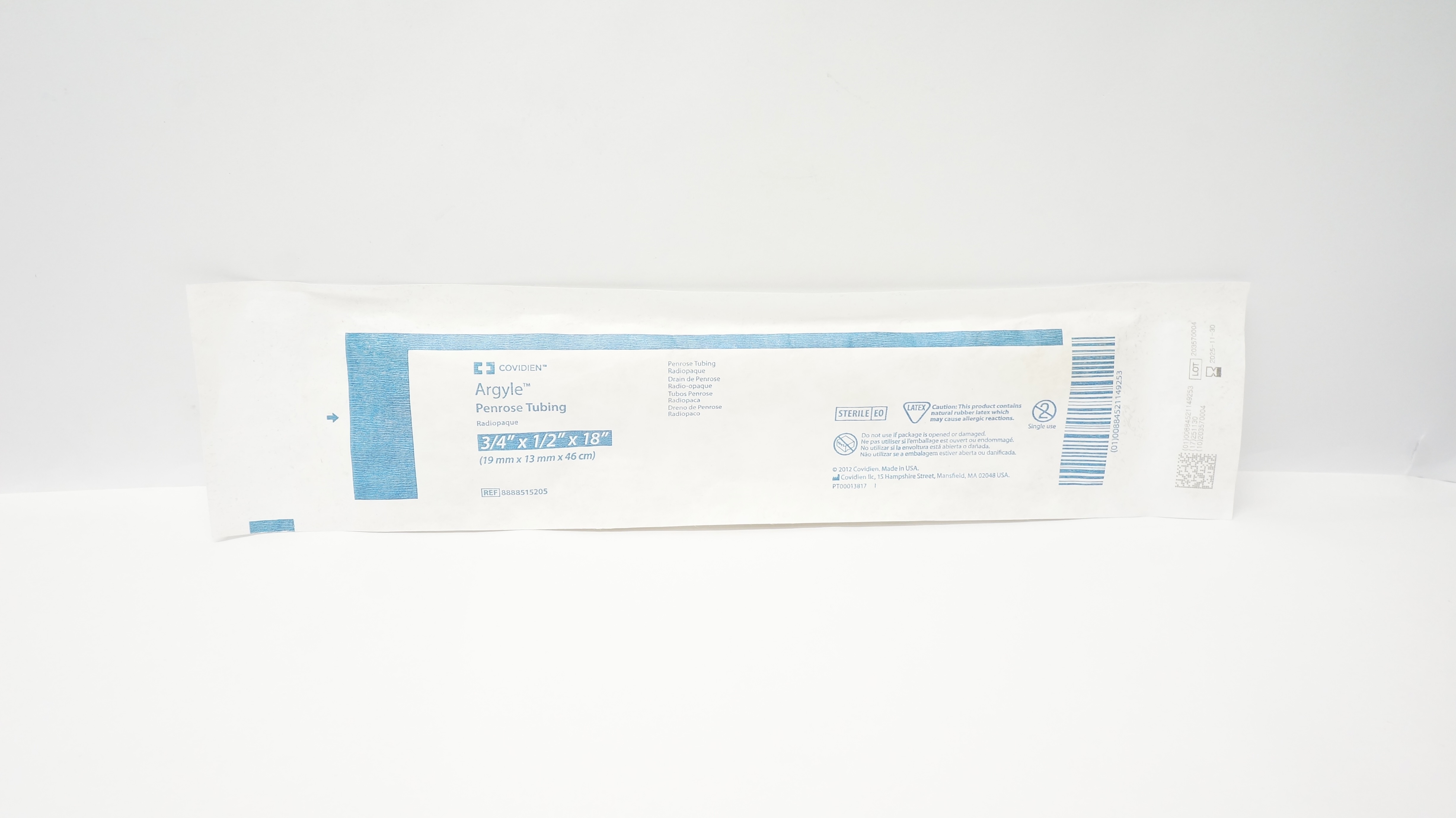 Covidien 8888515205 Argyle Penrose Tubing Radiopaque 3/4 x 1/2 x 18inch (x)