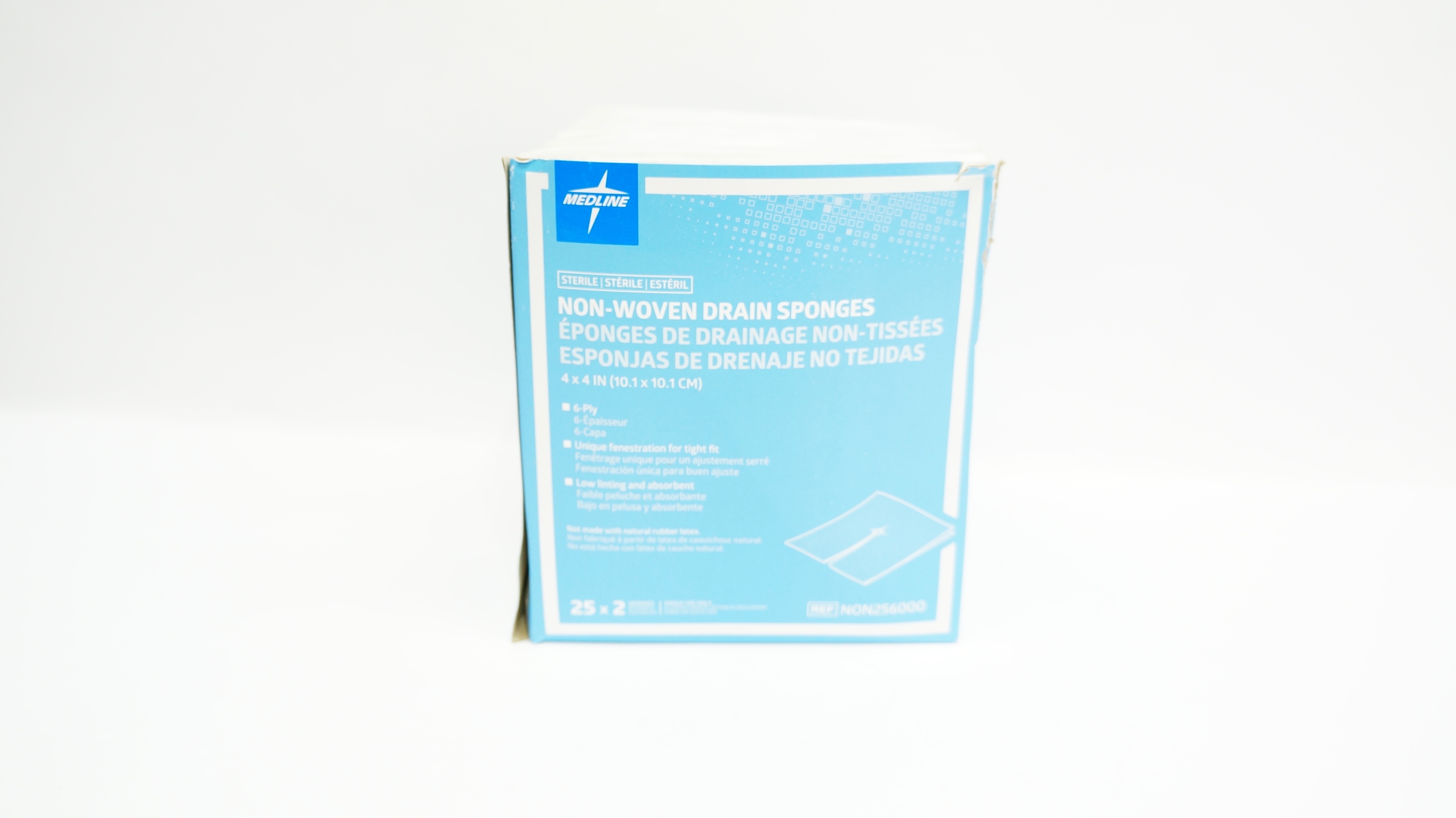 Medline NON256000 Non-Woven Drain Sponges 6-Ply, 4inch x 4inch - Box of 50
