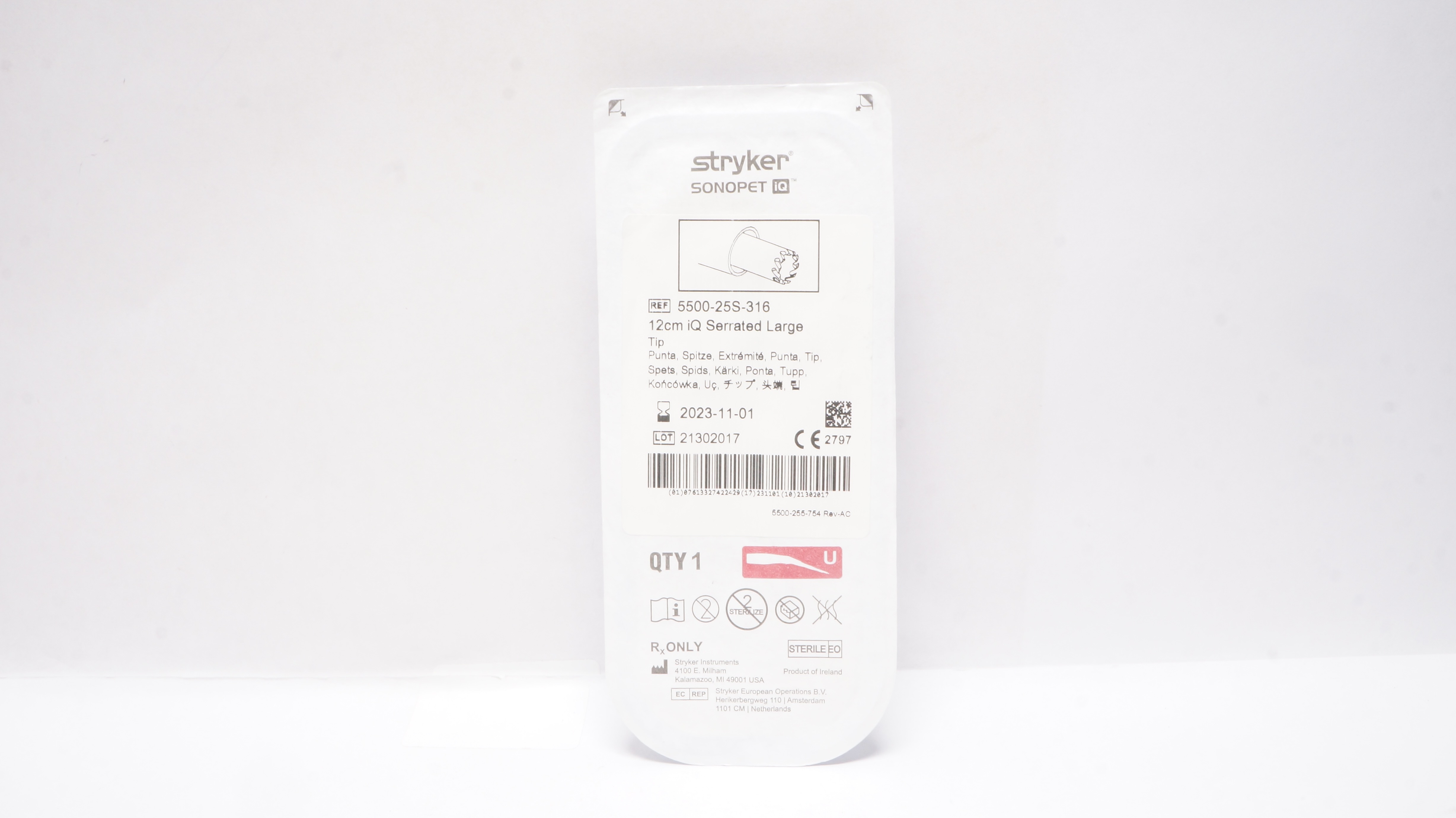 Stryker 5500-25S-316 Sonopet iQ Serrated Large Tip 12cm