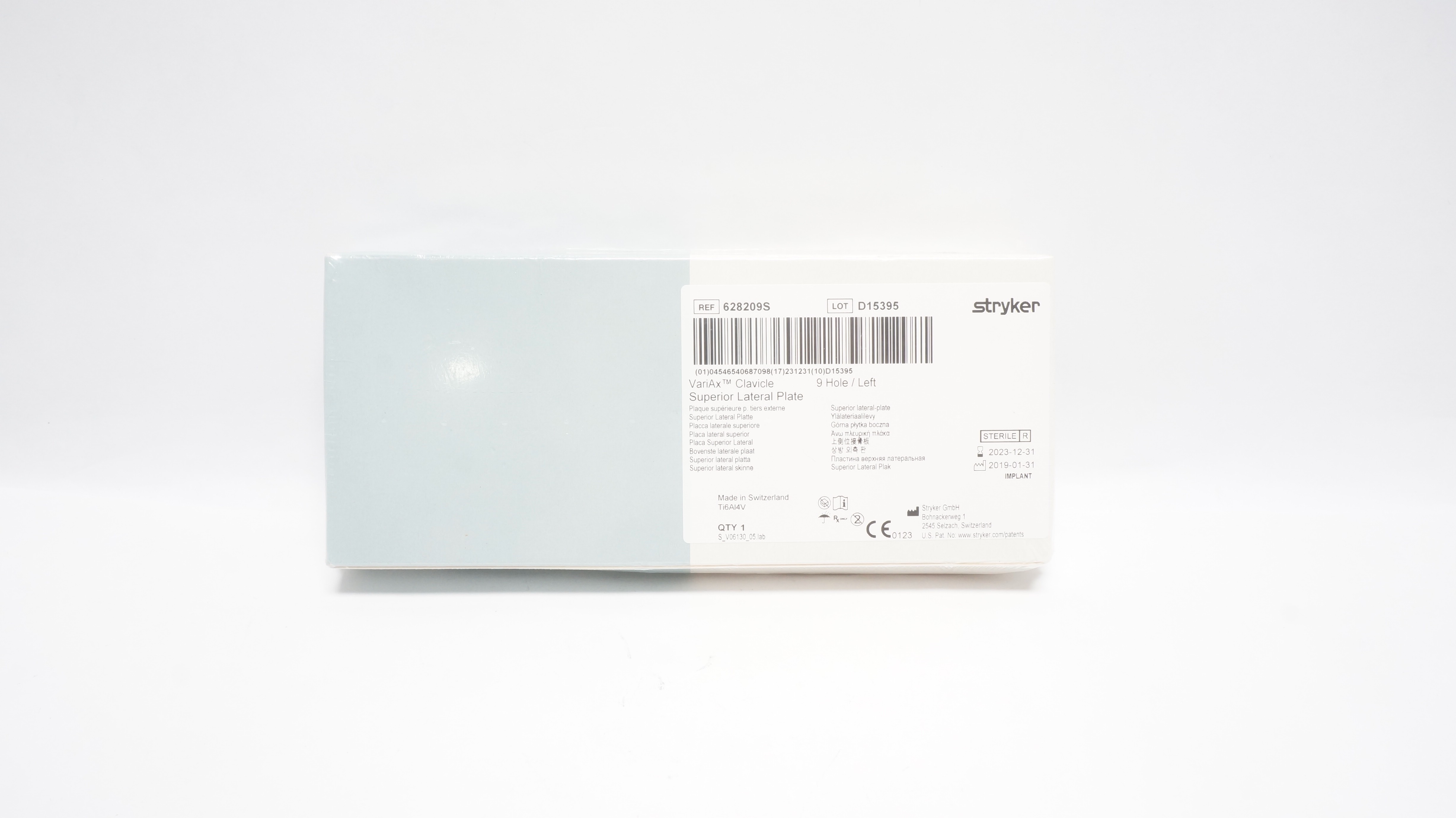 Stryker 628209S VariAx Clavicle Superior Lateral Plate 9 Hole/Left (x)