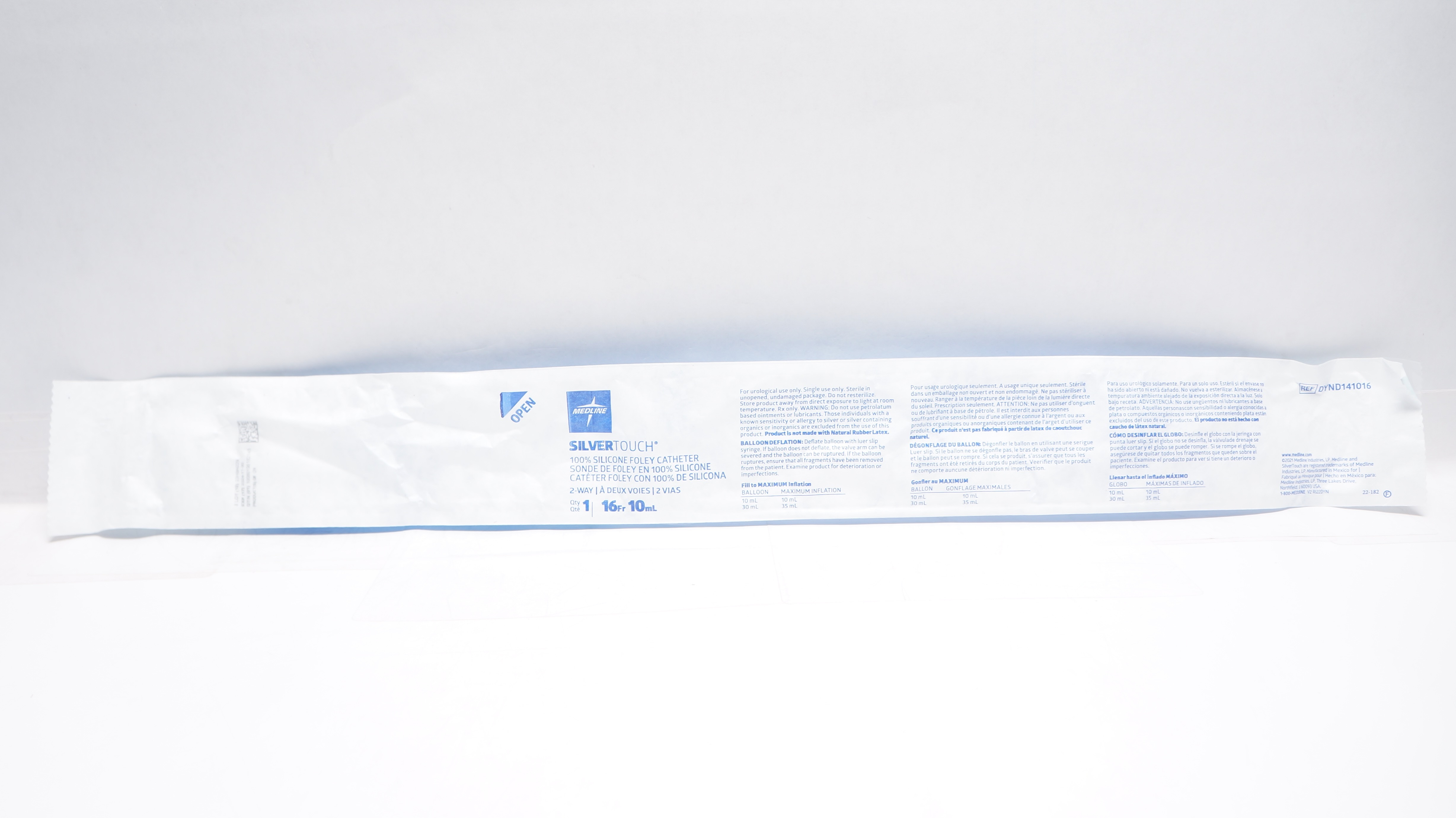 Medline DYND141016 SilverTouch 100% Silicone Foley Cath. 2-Way 16Fr x 10ml