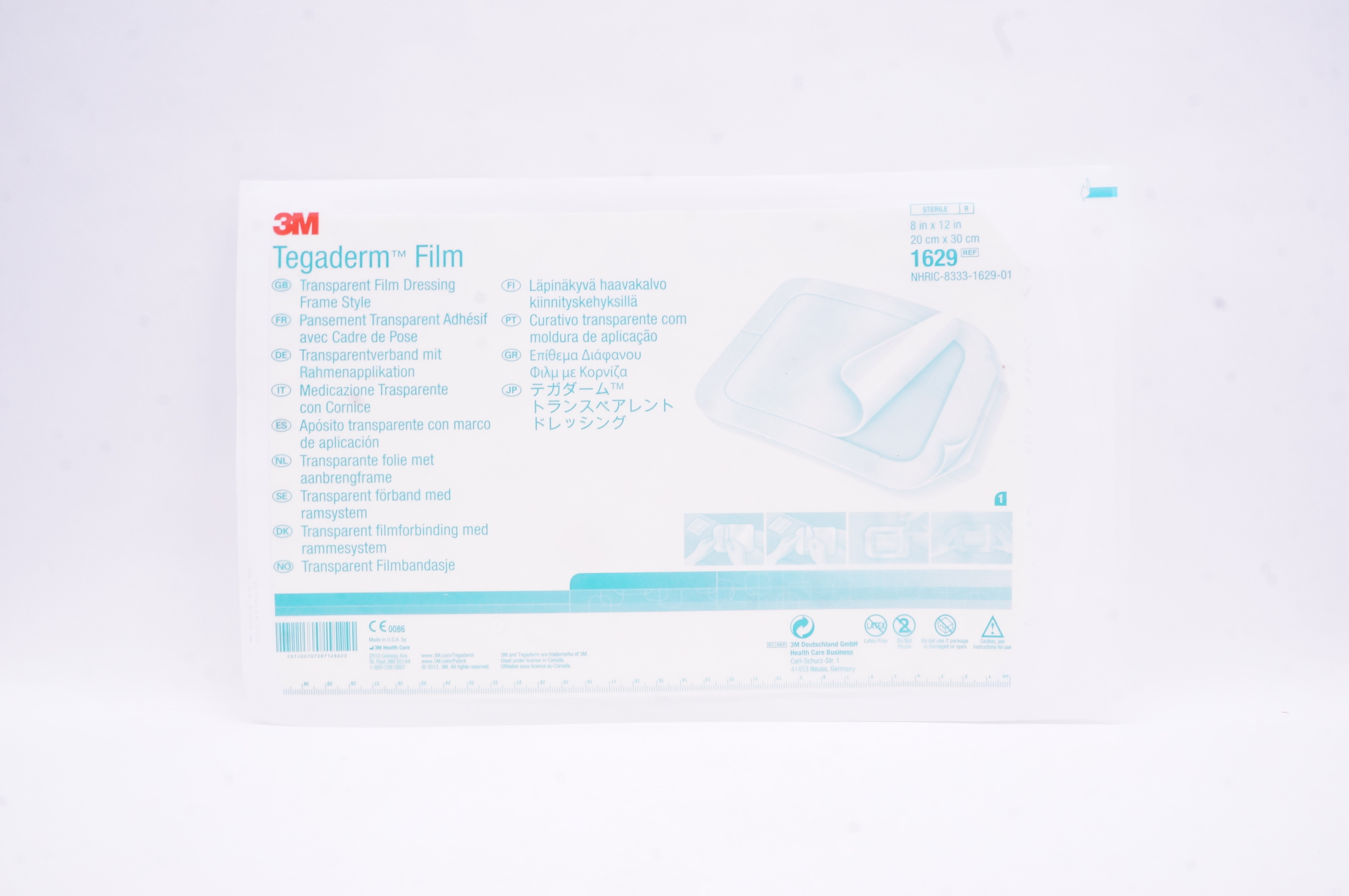 3M 1629 Tegaderm Transparent Film Dressing Frame Style 8 inch x 12 inch