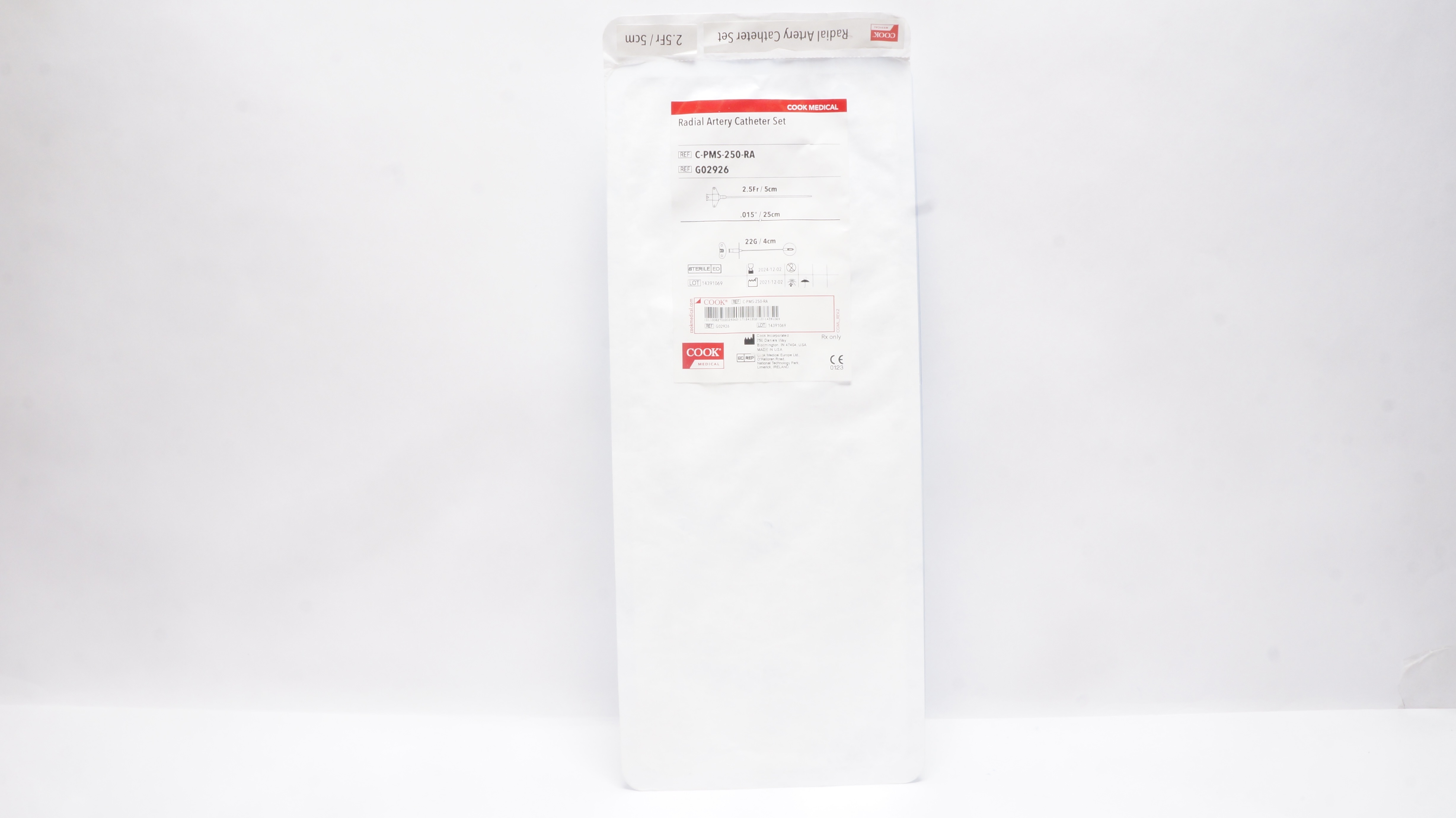 Cook Medical G02926 Radial Artery Catheter Set 2.5Fr x .015In x 22G