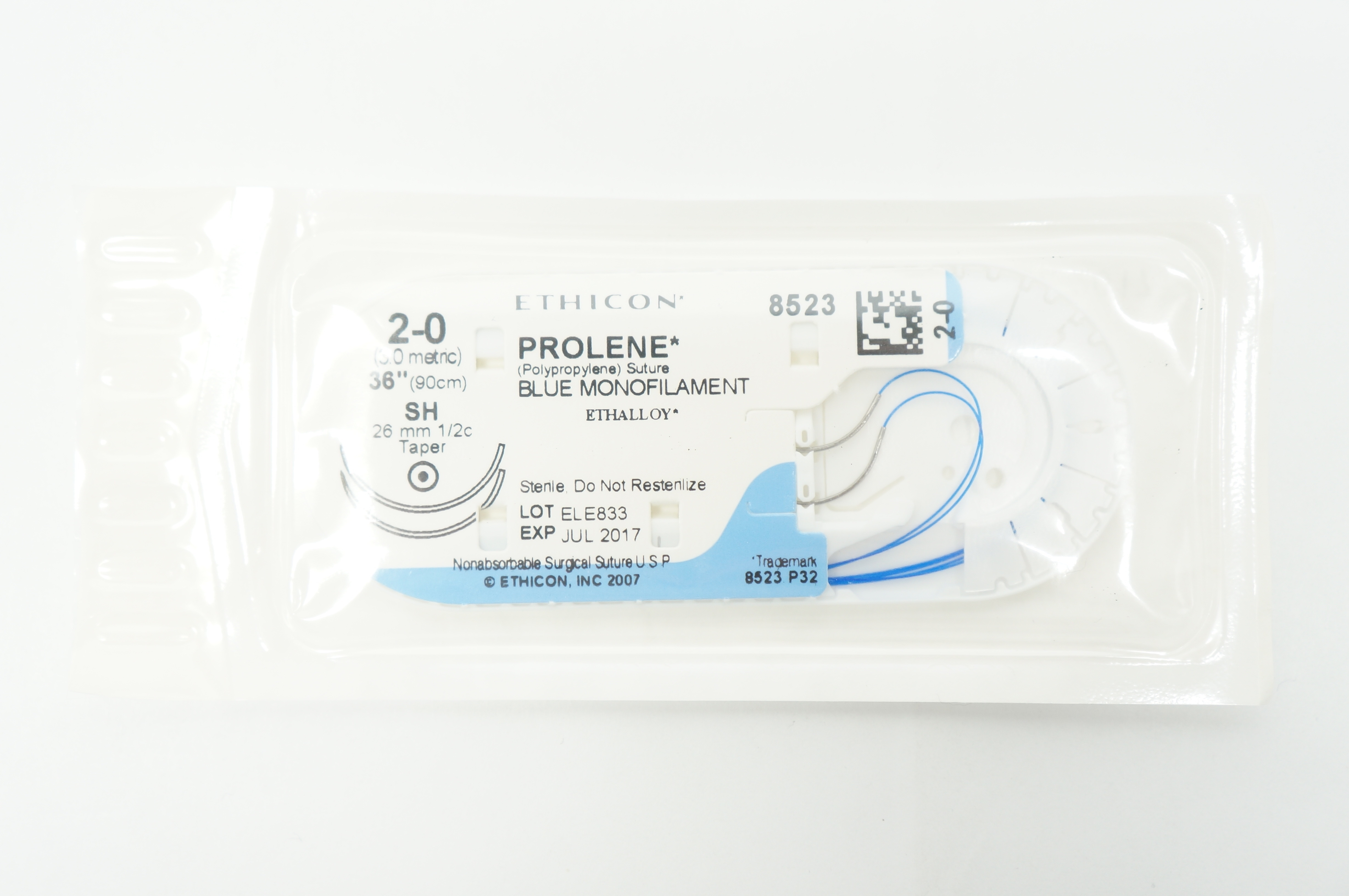 Ethicon 8523 2-0 PROLENE, SH, 26mm 1/2c Taper, 36inch (x)