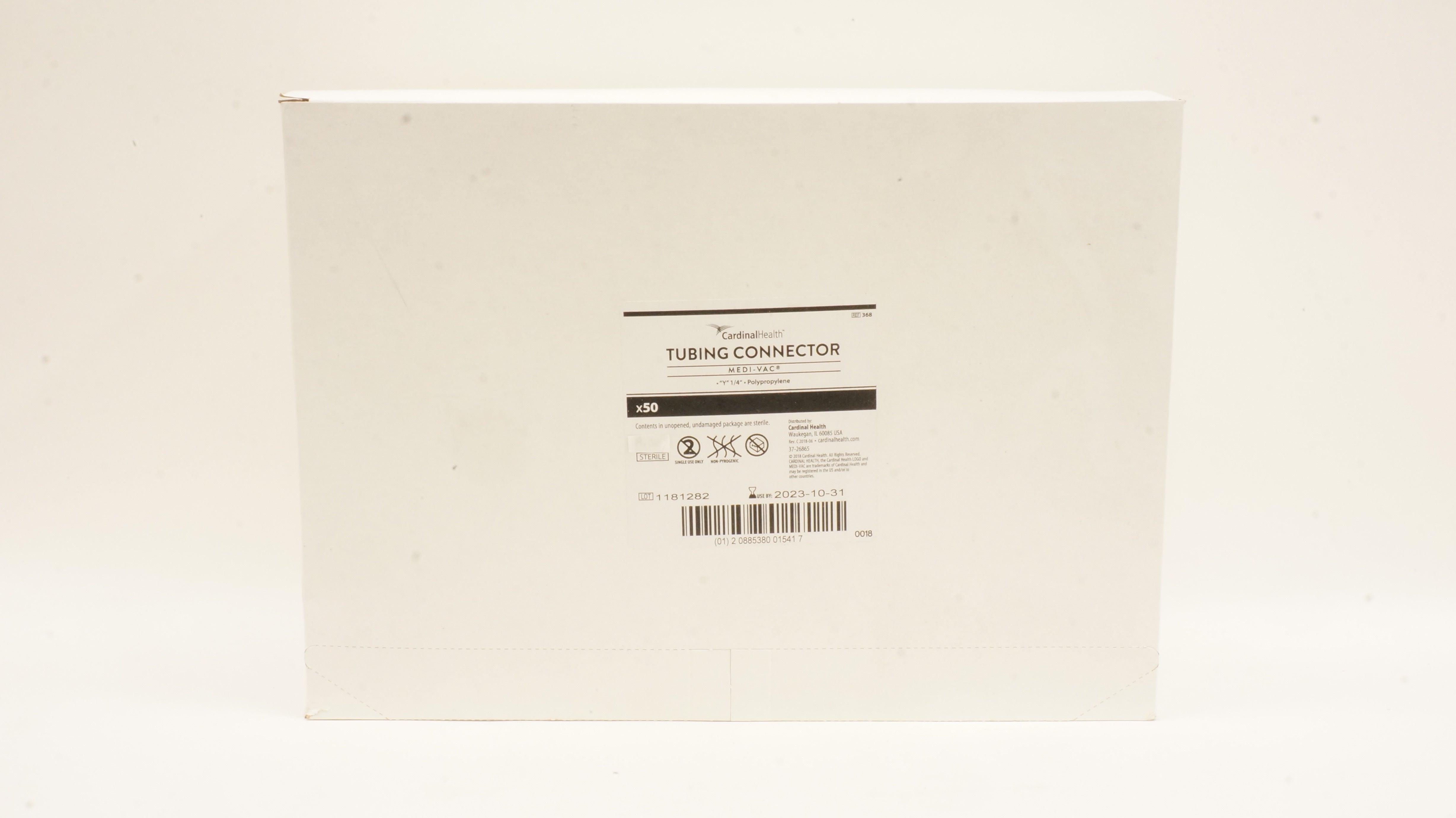 Cardinal Health 368 Tubing Connector Medi-Vac "Y" 1/4inch - Box of 50