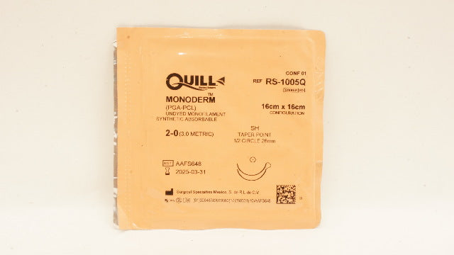 Surgical Specialties RS-1005Q 2-0 Quill Monoderm Stre SH 1/2c 26mm 16 x 16cm