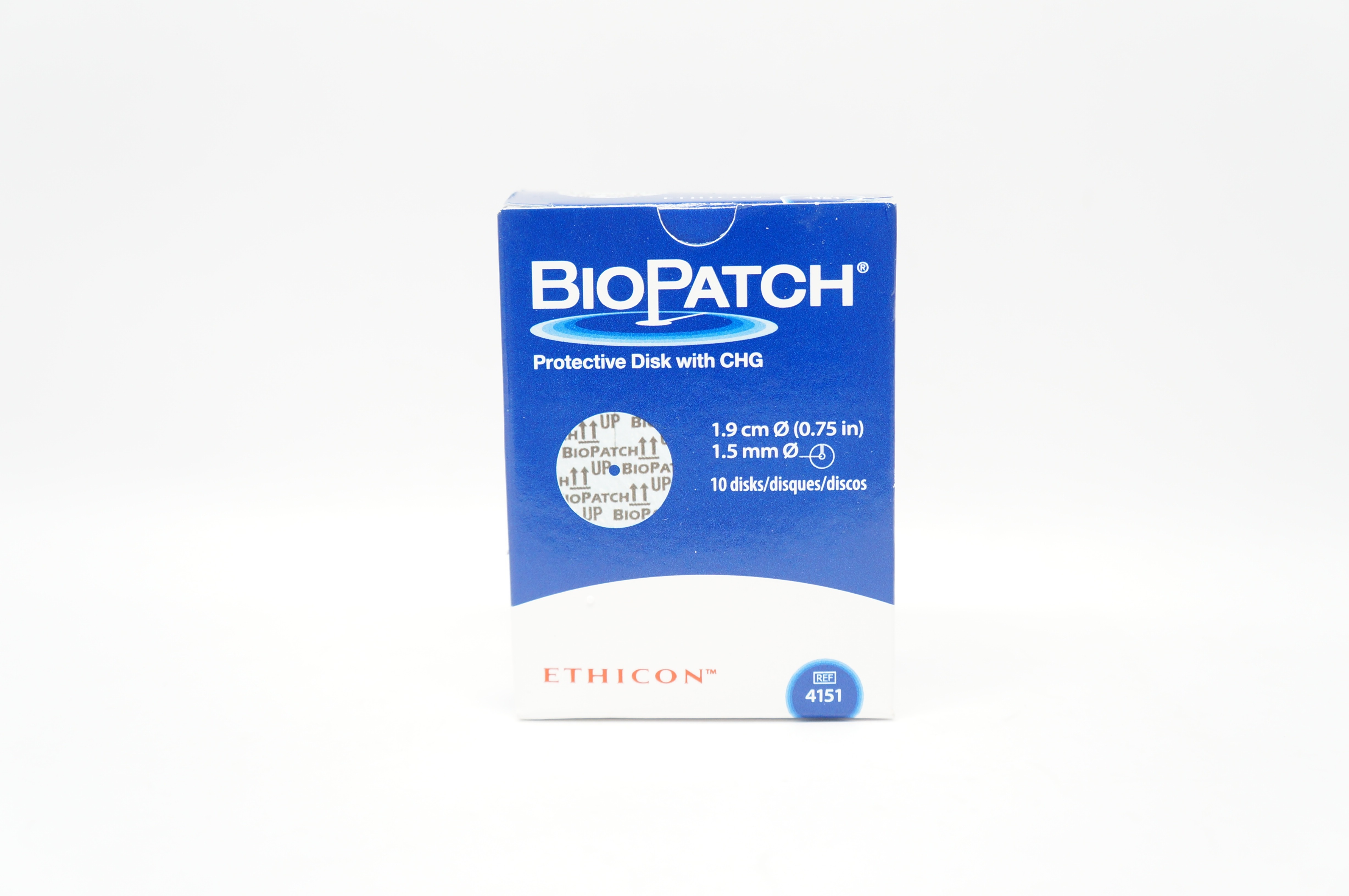 Ethicon 4151 BioPatch Protective Disk with CHG 0.75 inch x 1.5mm - Box of 10