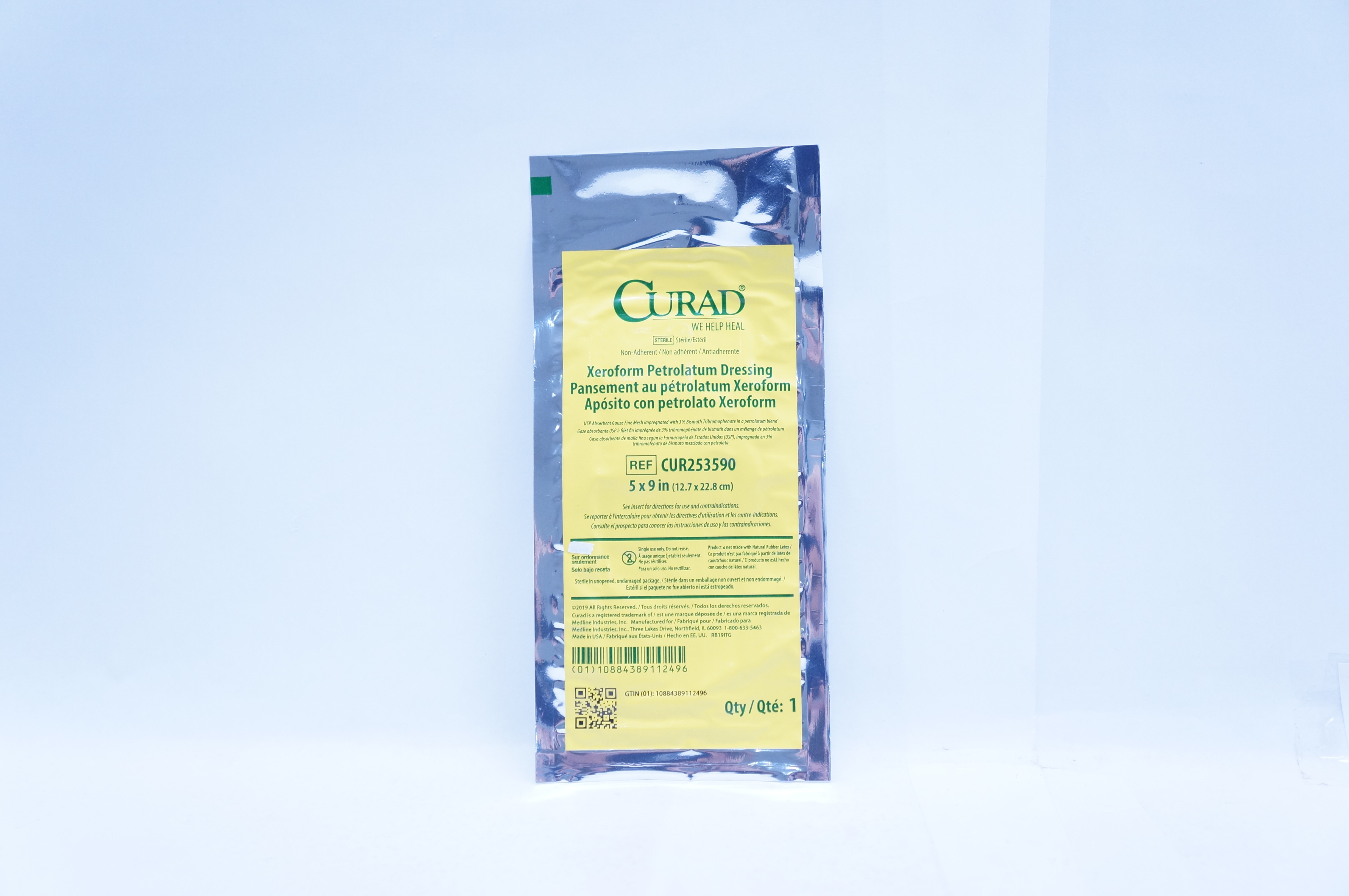 Medline CUR253180 Curad Xeroform Petrolatum Dressing 1 x 8inch