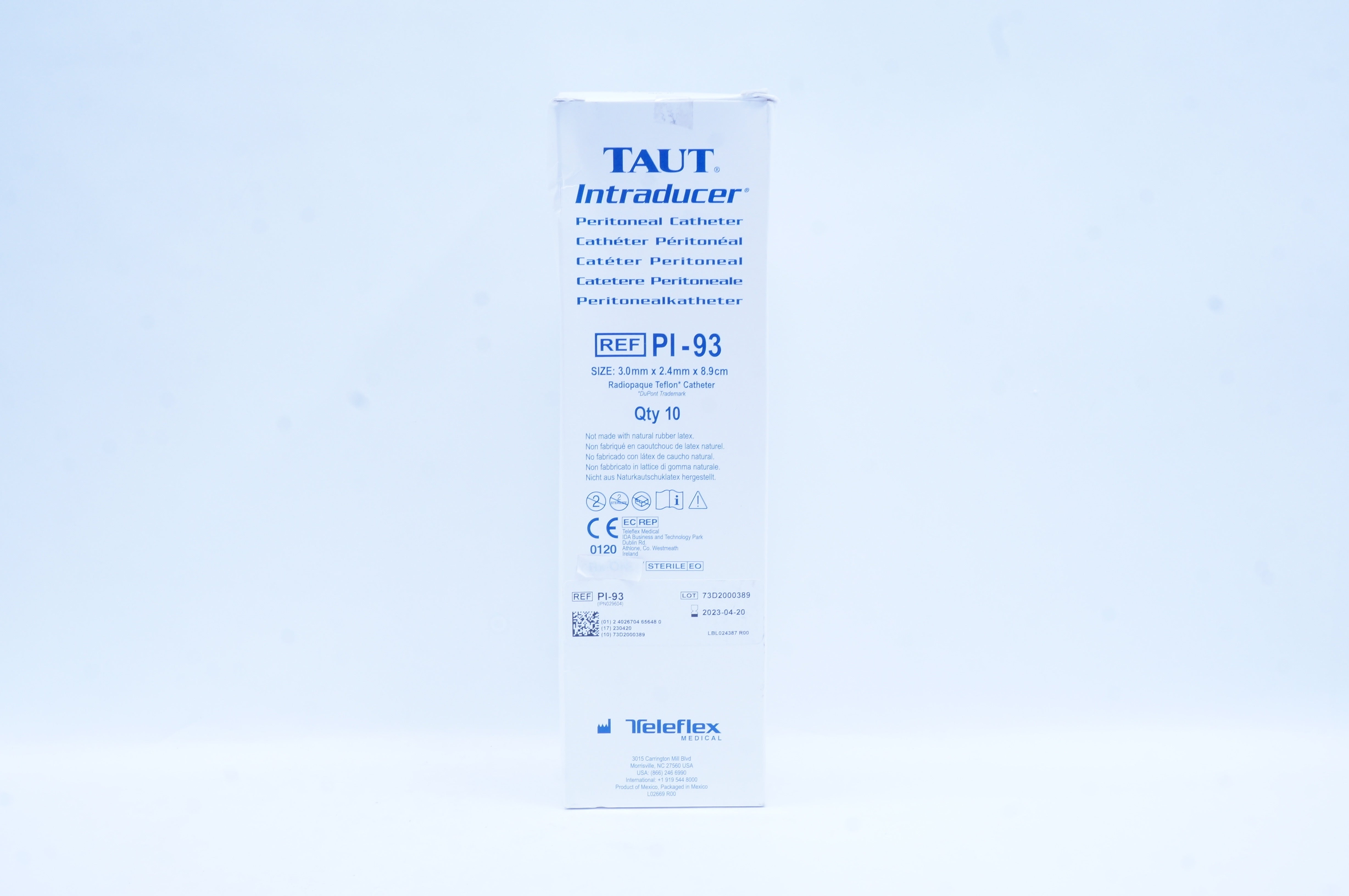 Teleflex PI-93 TAUT Intaducer Peritoneal Cath. 3.0mm x 2.4mm x 8.9cm