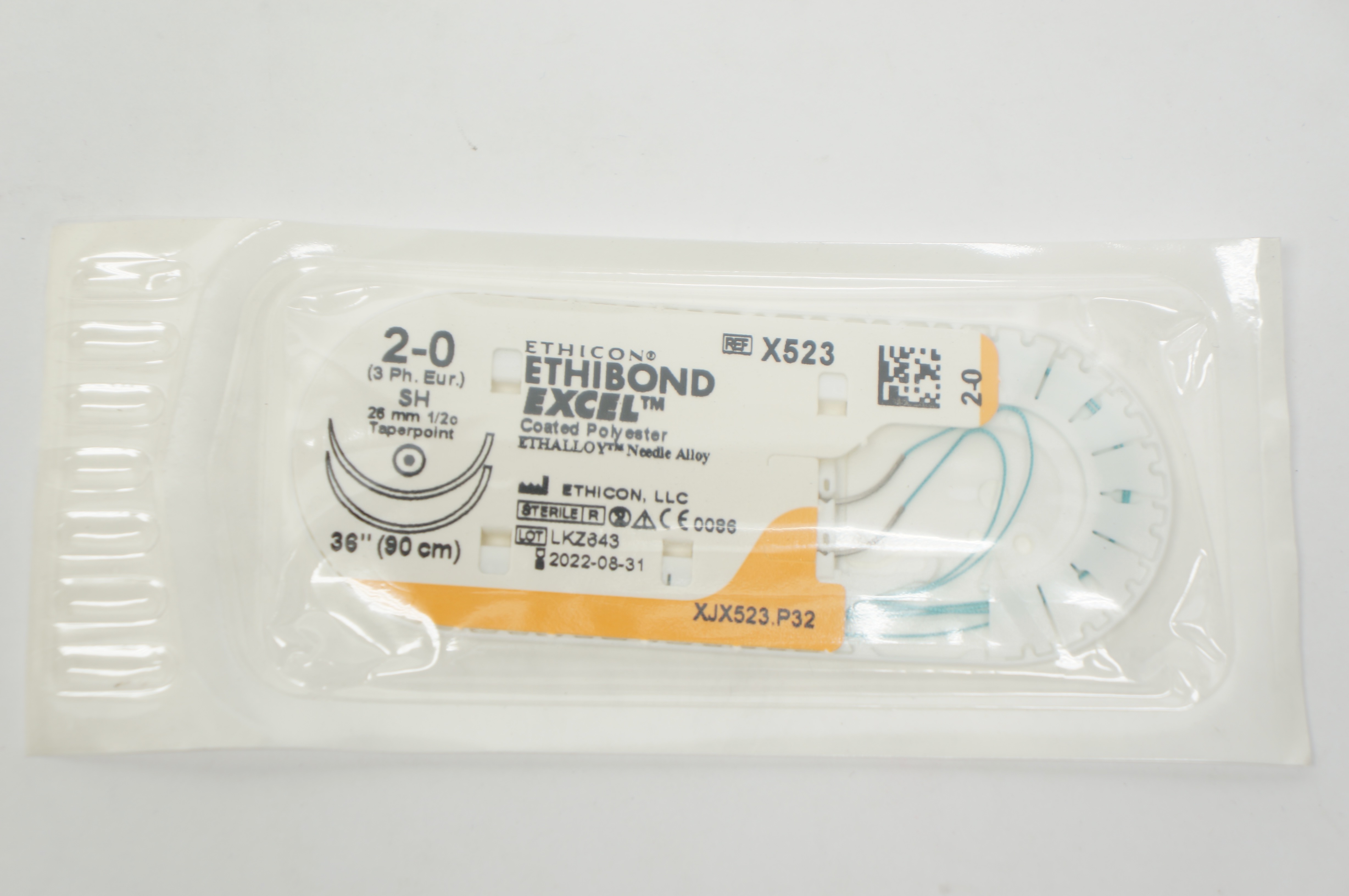 Ethicon X523 2-0 Ethibond Excel Surgical Stre SH 26mm 1/2c Taperpoint, 36inch (x)