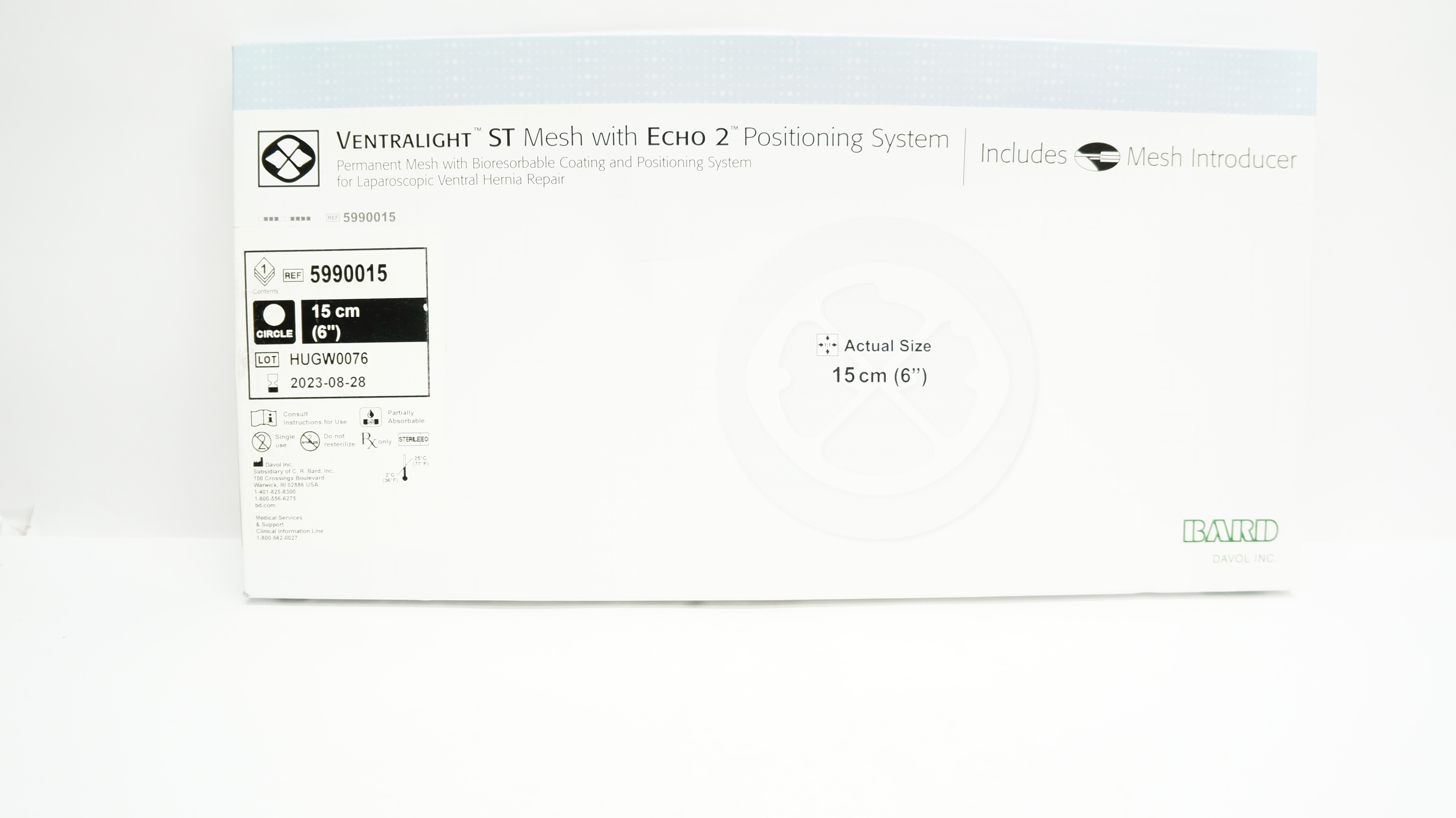 Bard 5990015 Ventralight ST Mesh w/Echo 2 Positioning System 6inch (x)