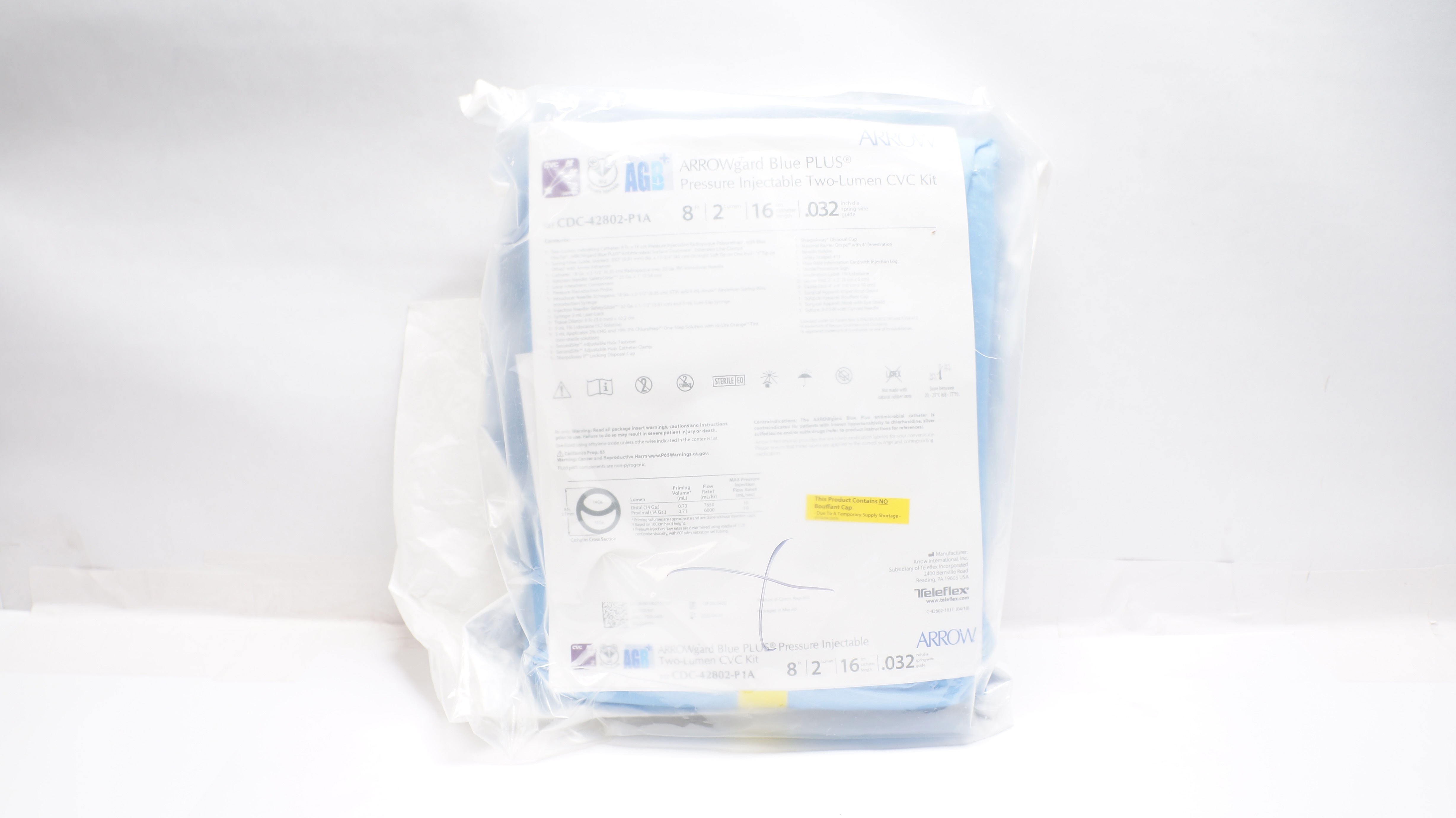 Teleflex CDC-42802-P1A ArrowGard Blue+ Pressure CVC 8Fr x 2L x 16cm x .032In (x)