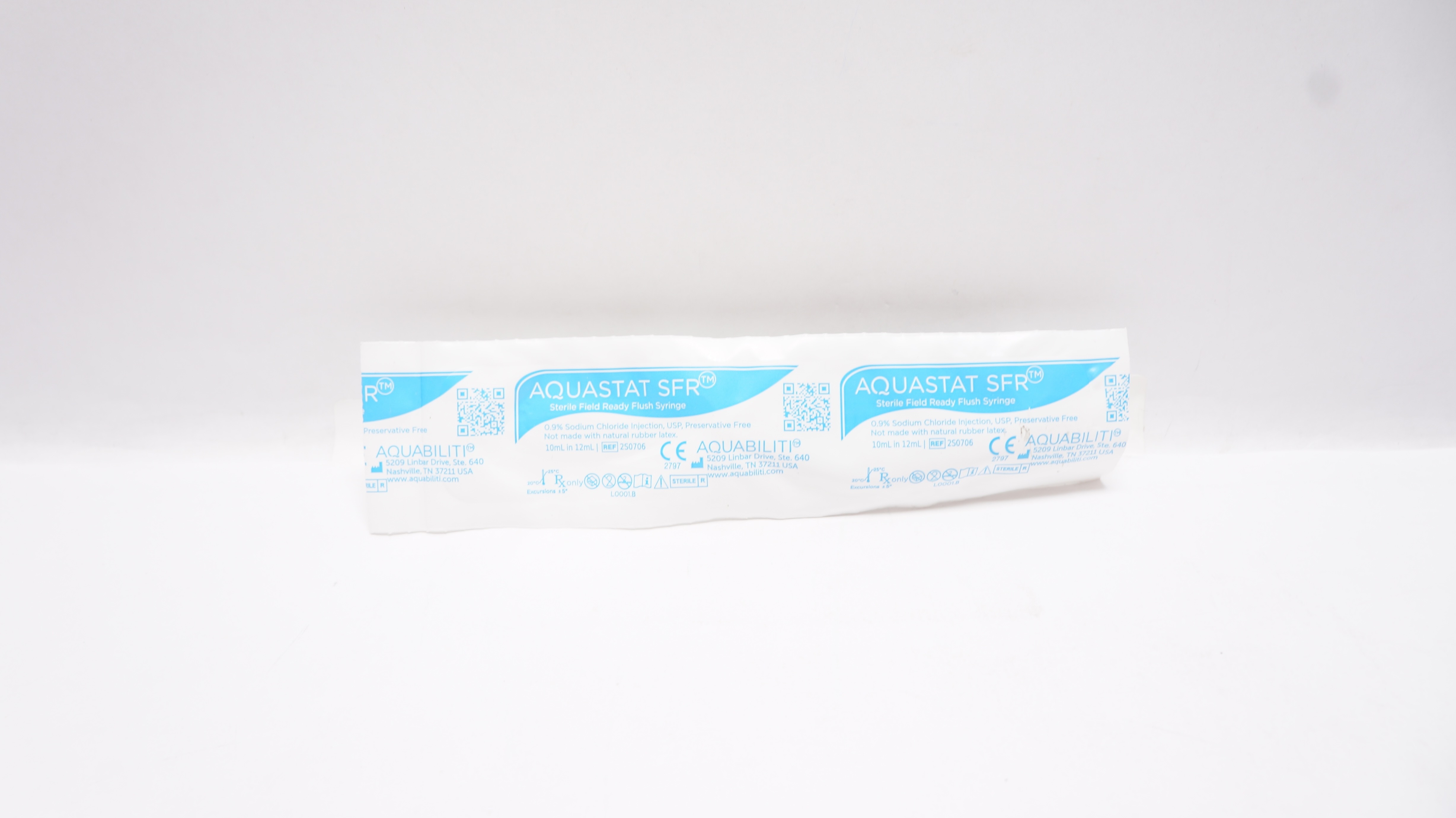Aquabiliti 2S0706 Aquastat SFR Sterile Field Ready Flush Syringe 10mL in 12mL