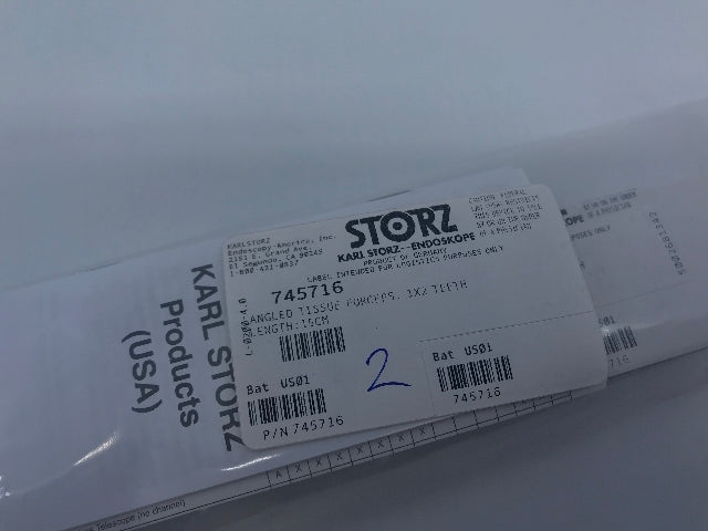 Karl Storz 745716 Tissue Forceps, Angled, With 1x 2 teeth, Length 15 cm