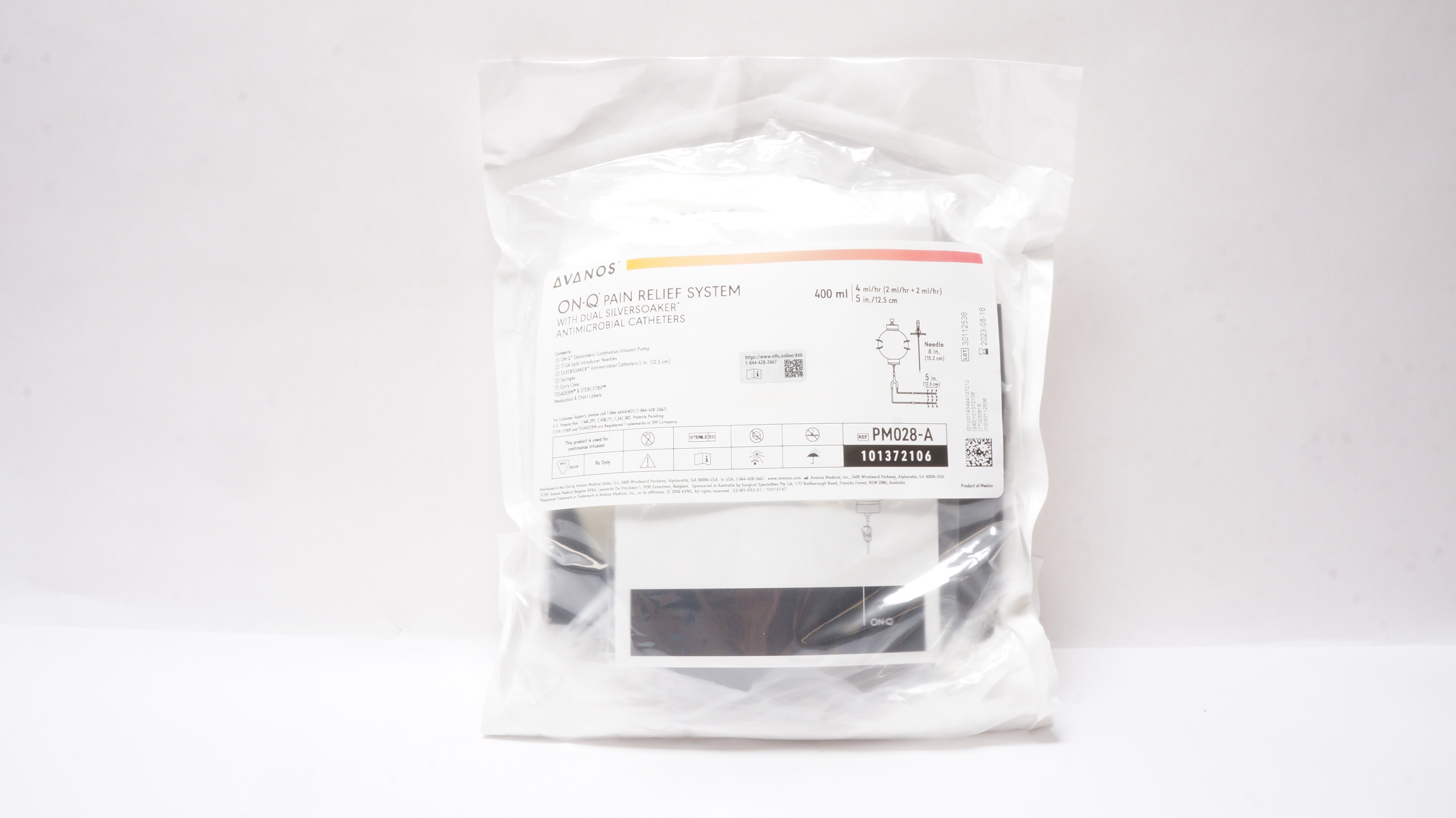 Avanos PM028-A ON-Q Pain Relief System w/Caths. 400ml/hr, 4ml x 5inch